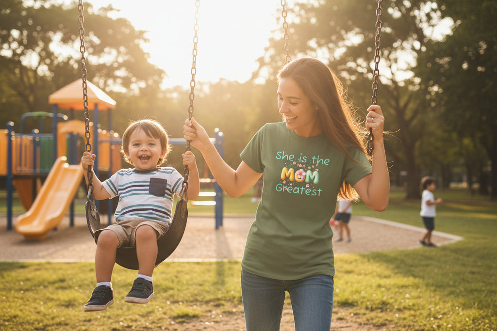 She Is the Greatest--MOM-- T-Shirt — Floral Mom Appreciation Tee for Mother’s Day