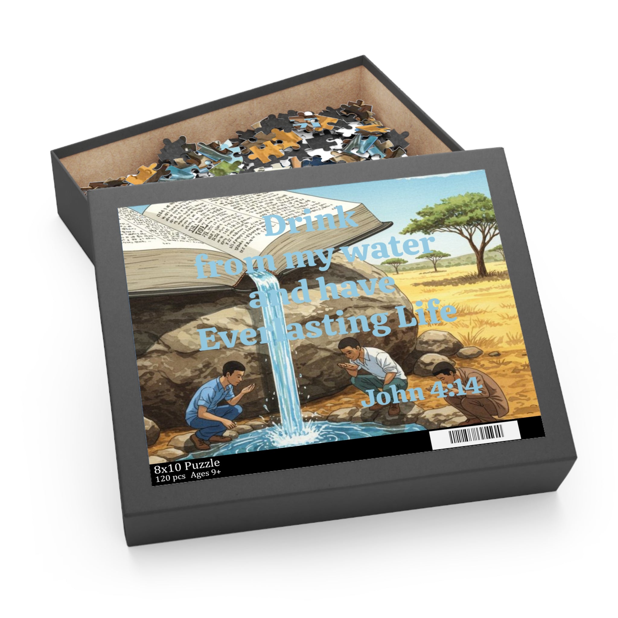 Christian Inspirational Puzzle — “Drink from my water and have Everlasting Life” (120–500 pcs)