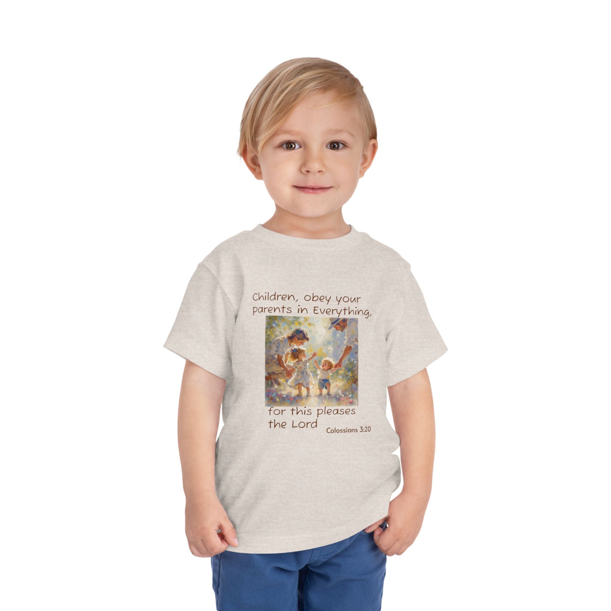 Toddler Tee – "Children, obey your parents in everything" Colossians 3:20 Christian Kids Shirt