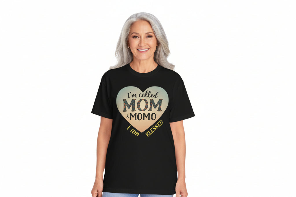 I'm Called Mom & Momo T-Shirt — "I Am Blessed" Heart Design