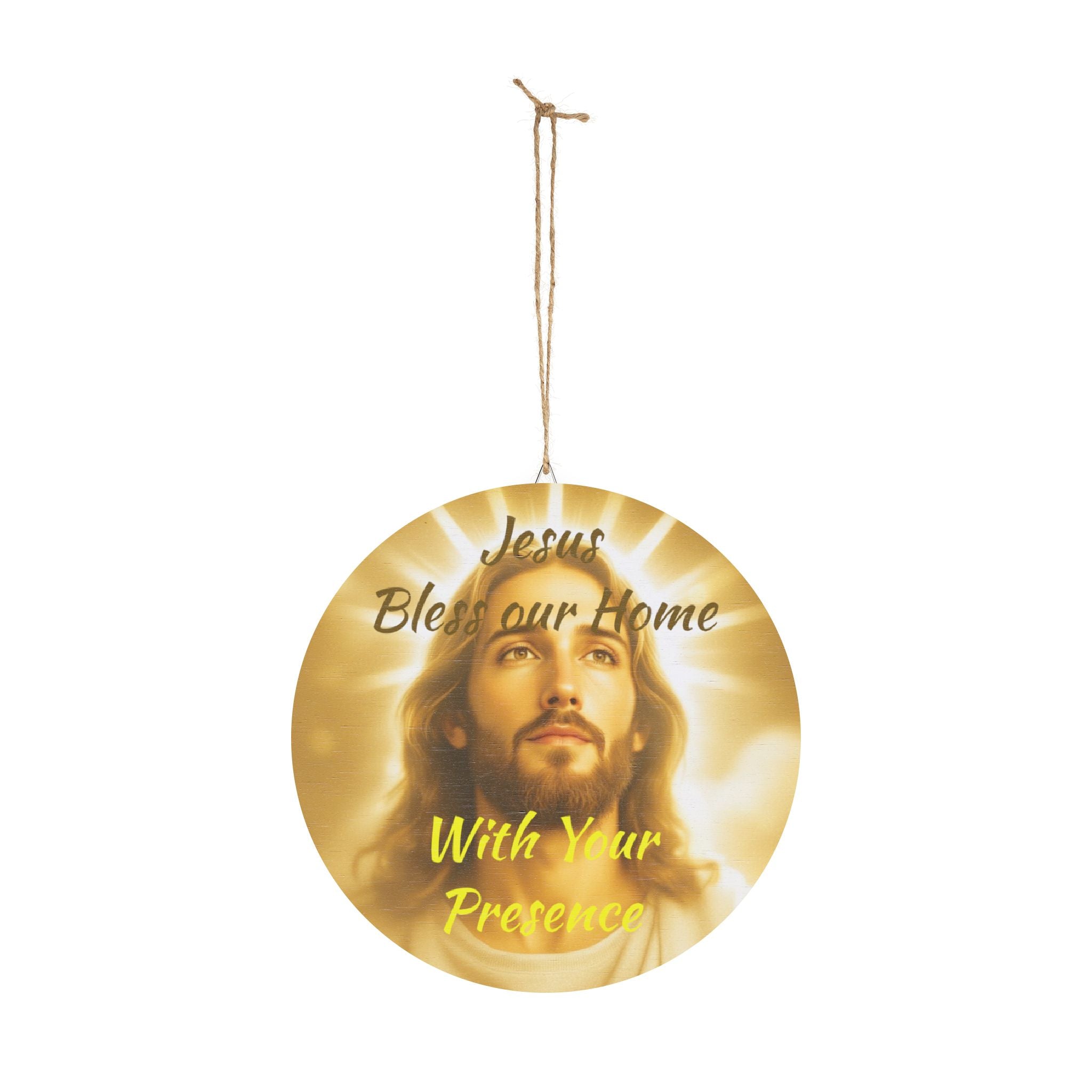 Jesus Bless Our Home- Round Wood Sign – Christian Wall Decor – Christian faith apparel & gifts | Fully Christian Apparel