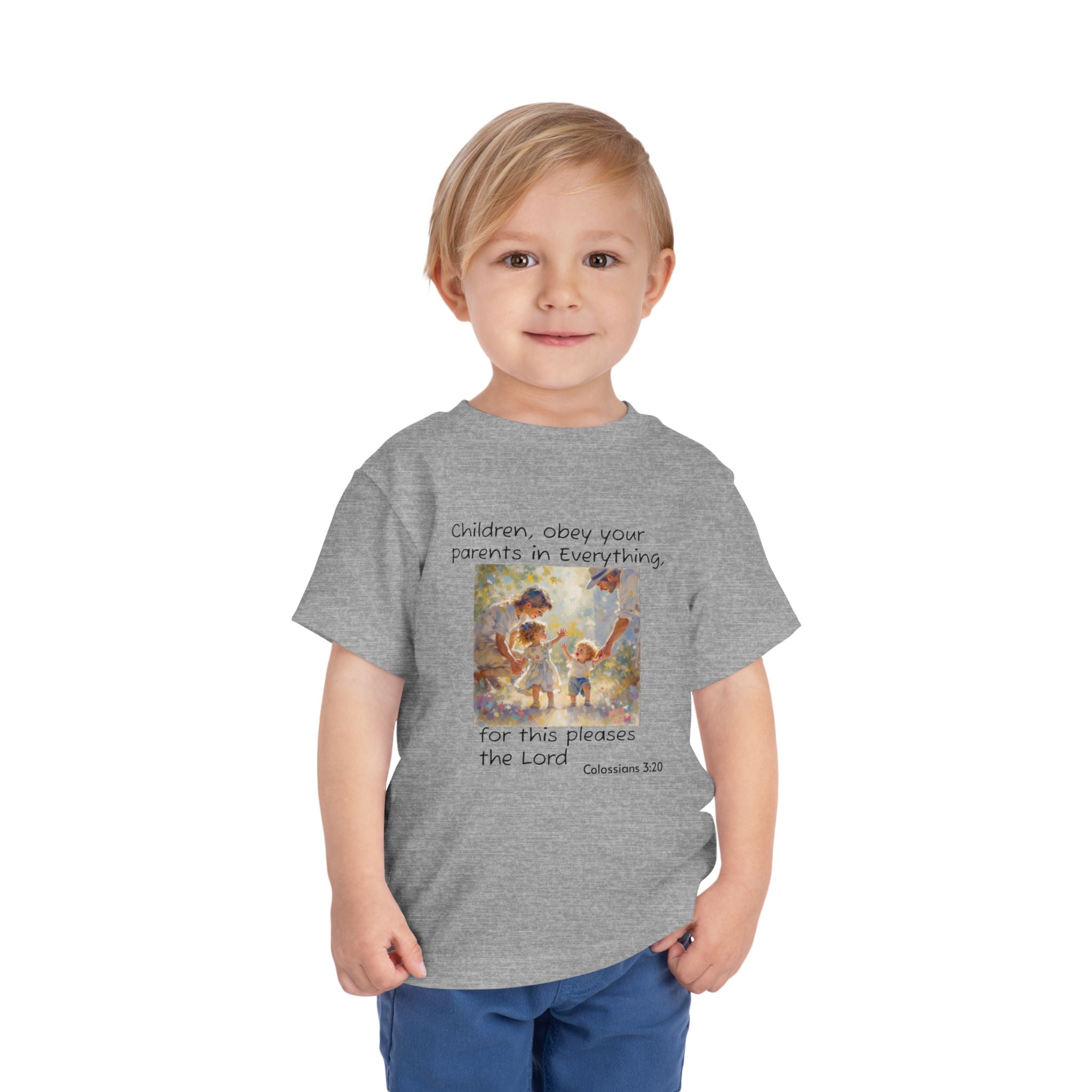 Toddler Tee – "Children, obey your parents in everything" Colossians 3:20 Christian Kids Shirt