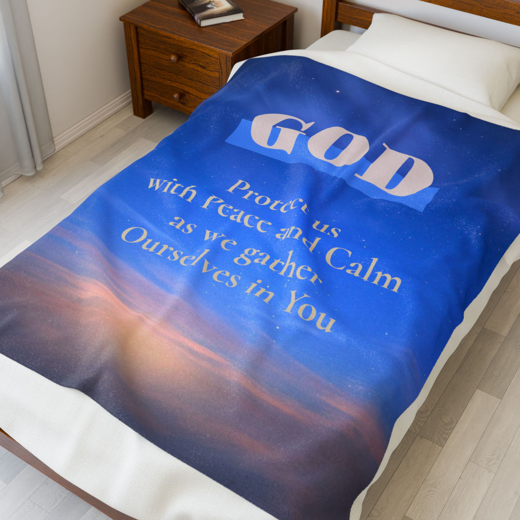 God Peace & Calm Velveteen Plush Blanket — Inspirational Religious Throw for Prayer, Comfort & Spiritual Gifts