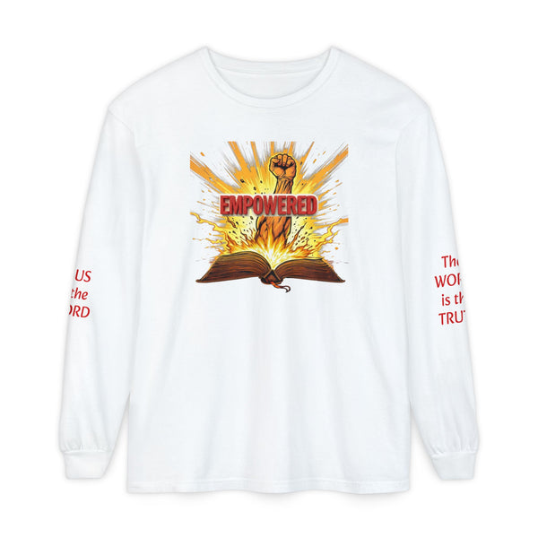 Empowered Faith Long Sleeve Tee — Bible Fist Graphic Christian Shirt
