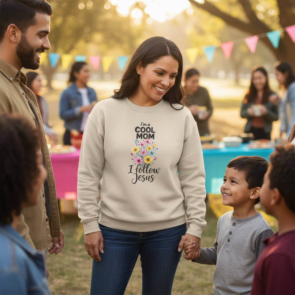 Cool Mom I Follow Jesus Sweatshirt – Christian Mom Crewneck