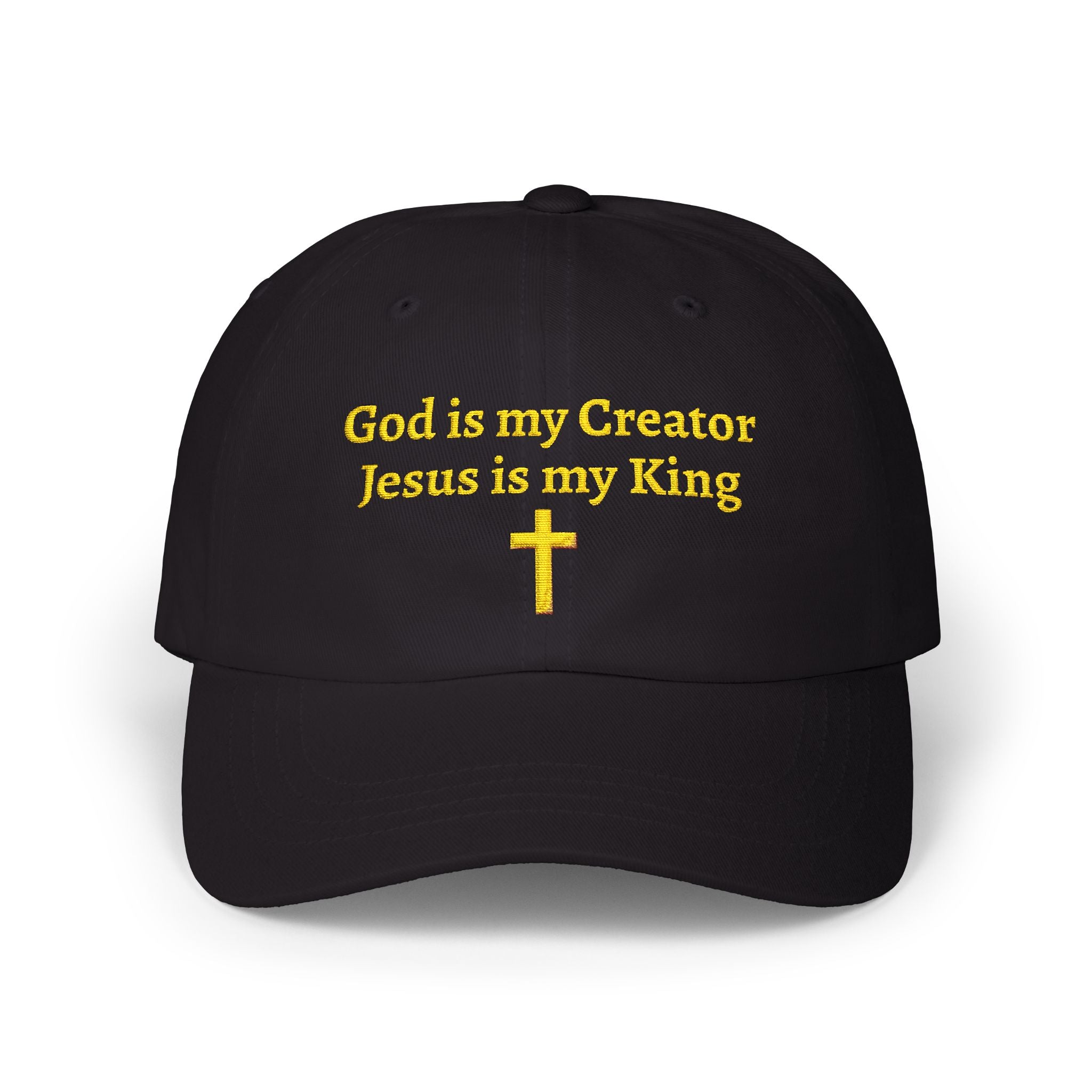 Embroidered Faith Cap — "God is my Creator, Jesus is my King"
