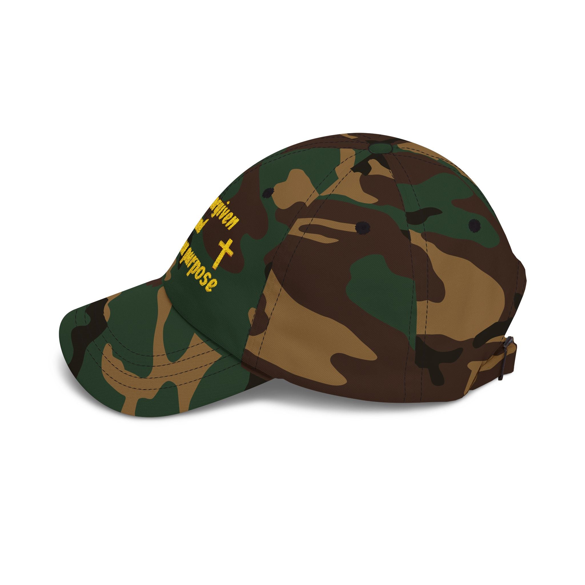 Forgiven and Given Purpose Dad Cap – Christian Embroidered Baseball Hat – Christian faith apparel & gifts | Fully Christian 