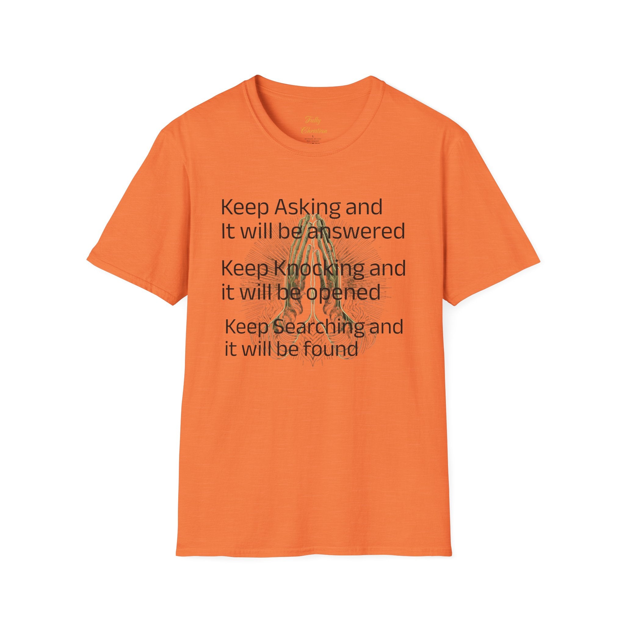 Motivational 'Keep Asking' Tee — Inspirational Quote T-Shirt with Gold Script A