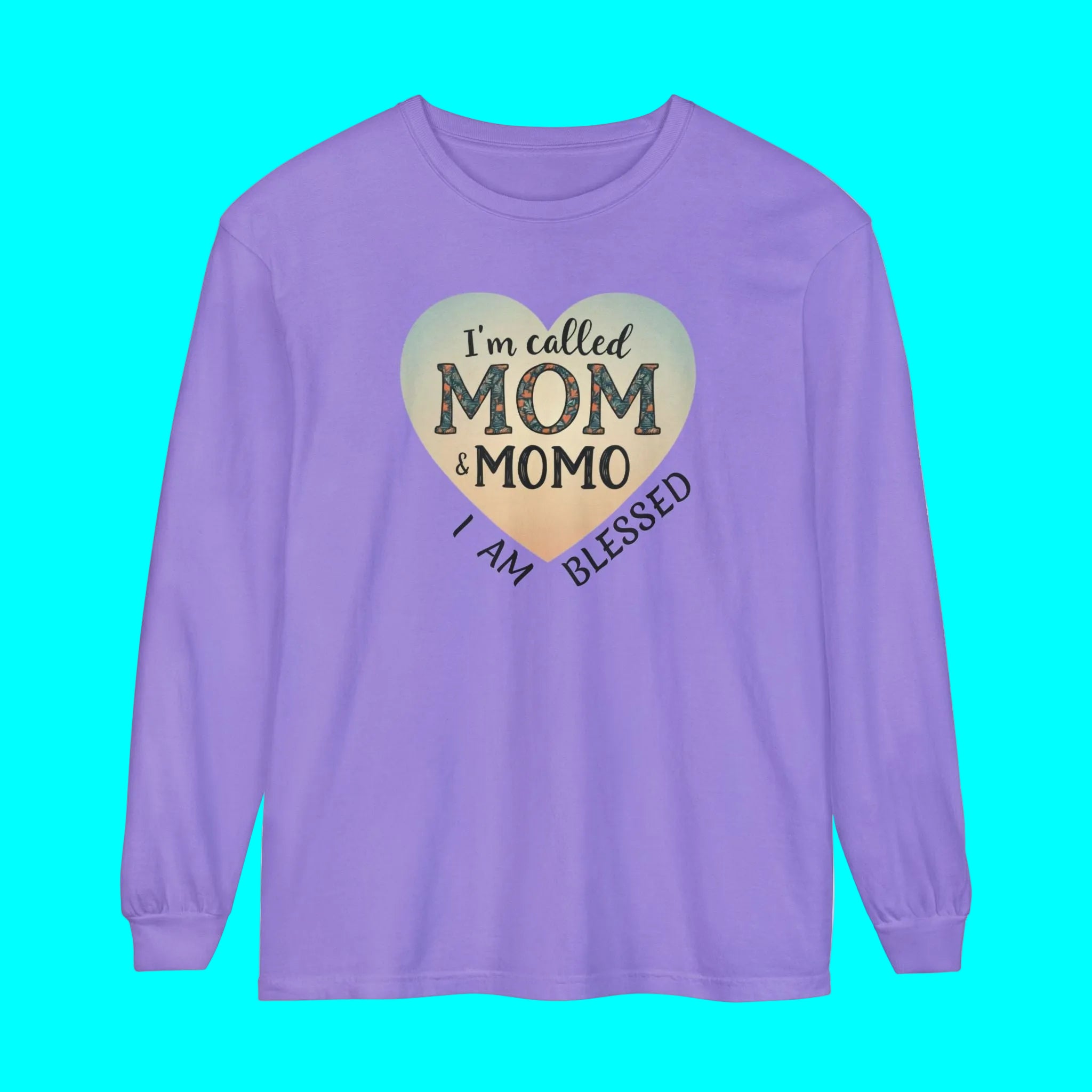 Mom & Momo Heart Long Sleeve Tee – “I’m Called Mom & Momo, I Am Blessed”