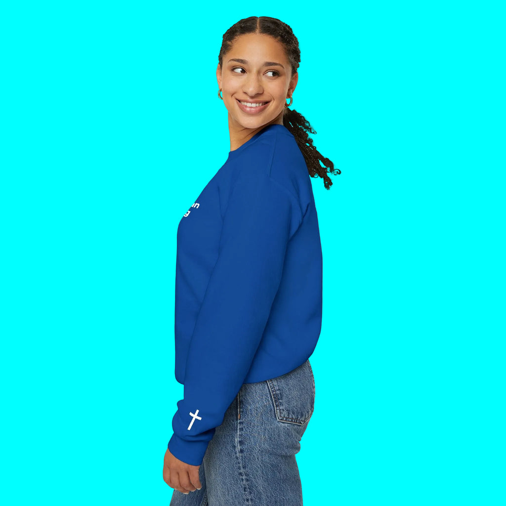 Embroidered Christian Strong Crewneck Sweatshirt — Faith-Inspired Graphic Pullover
