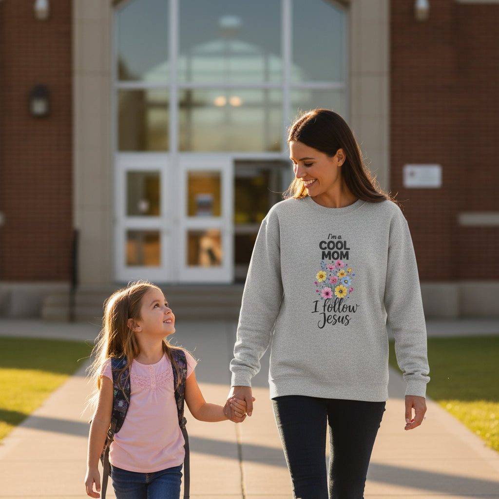 Cool Mom I Follow Jesus Sweatshirt – Christian Mom Crewneck