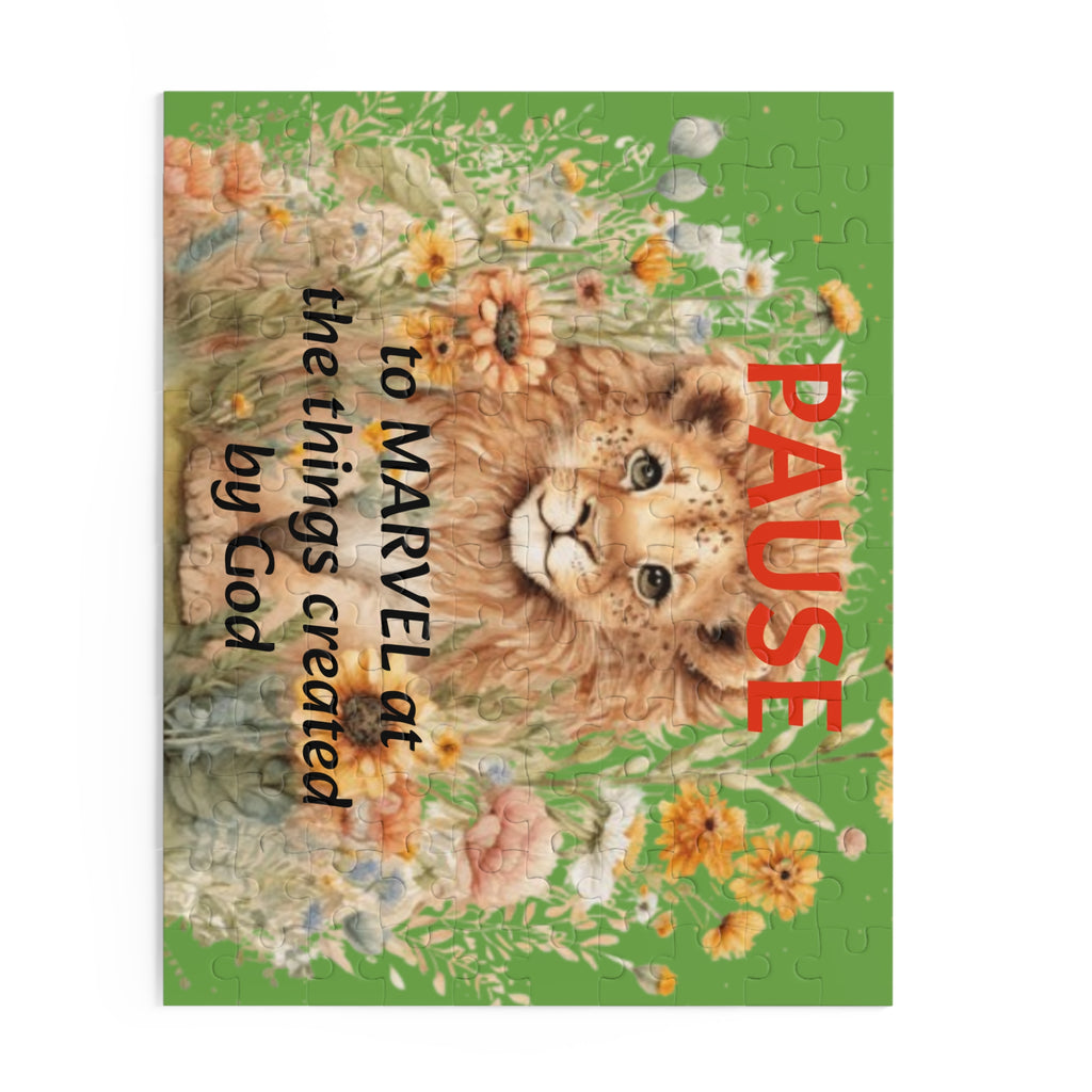 Christian Lion Puzzle — "PAUSE to MARVEL at the things created by God" (120/252/500 pc) – Christian faith apparel & gifts | 