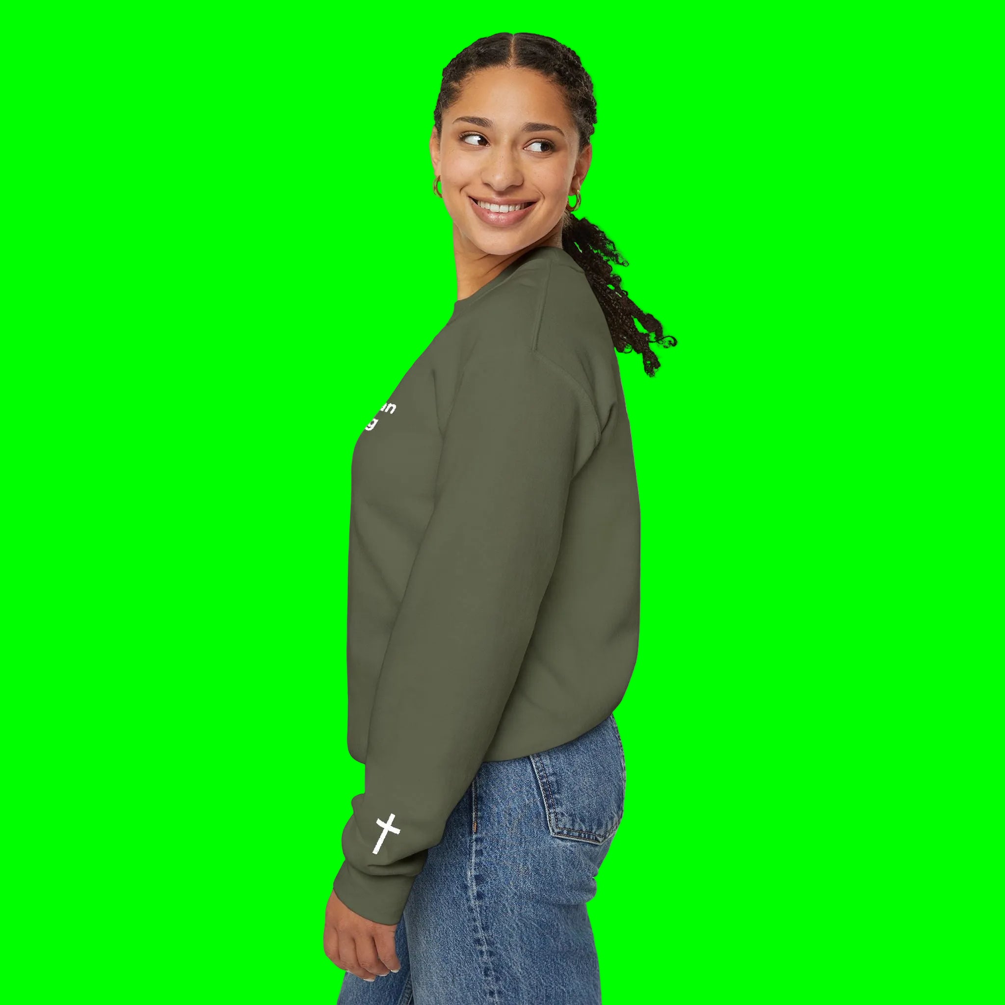 Embroidered Christian Strong Crewneck Sweatshirt — Faith-Inspired Graphic Pullover