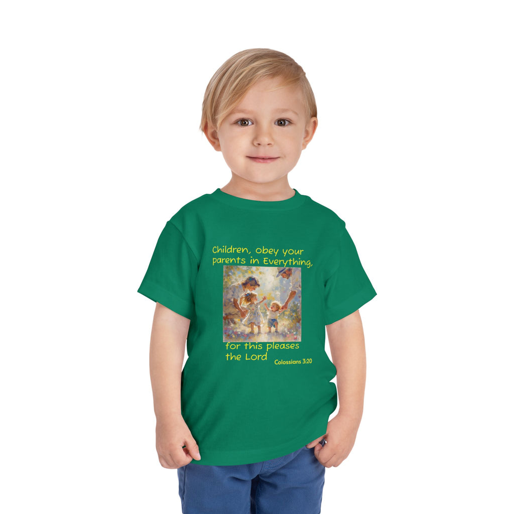 Toddler Tee – "Children, obey your parents in everything" Colossians 3:20 Christian Kids Shirt