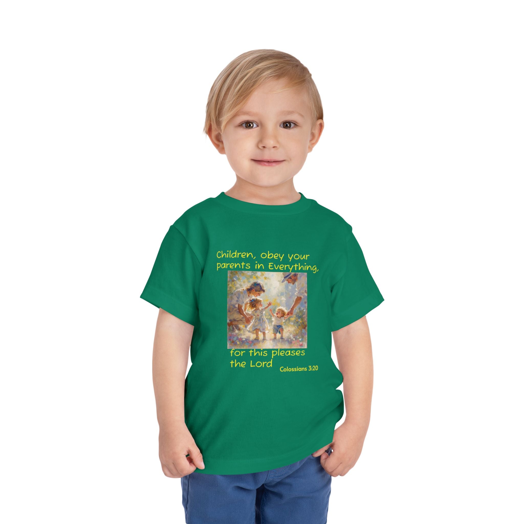 Toddler Tee – "Children, obey your parents in everything" Colossians 3:20 Christian Kids Shirt