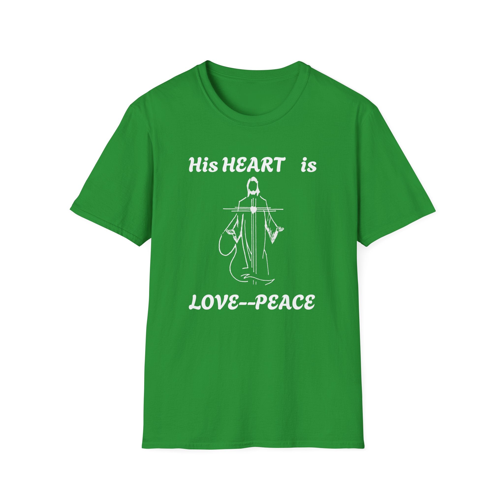 Christian Graphic Jesus  "His Heart is Love Peace" T-shirt