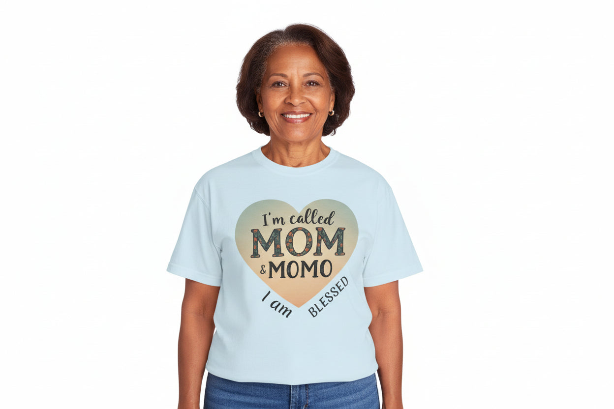 I'm Called Mom & Momo T-Shirt — "I Am Blessed" Heart Design
