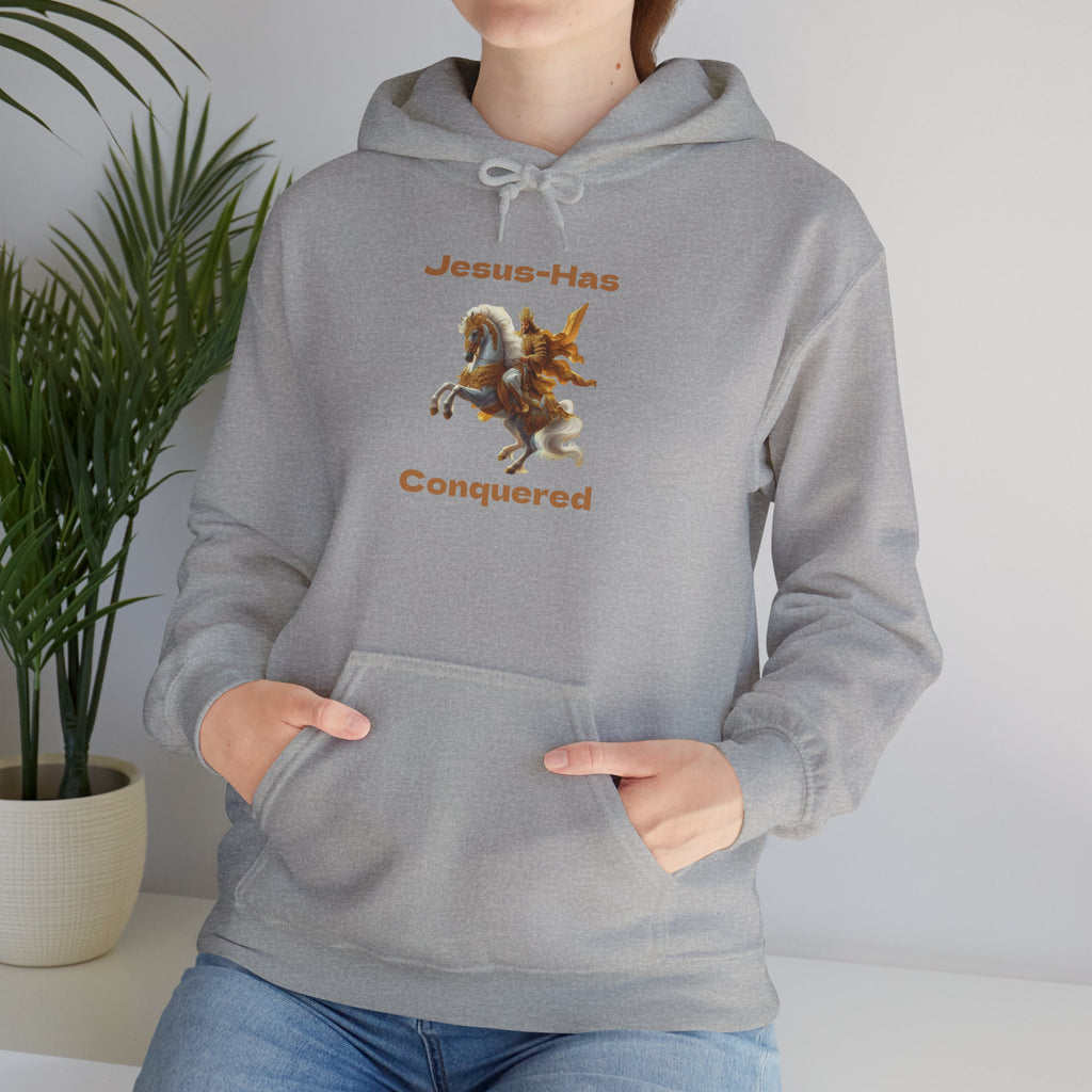 Jesus Has Conquered Hoodie — Christian Faith Graphic Sweatshirt