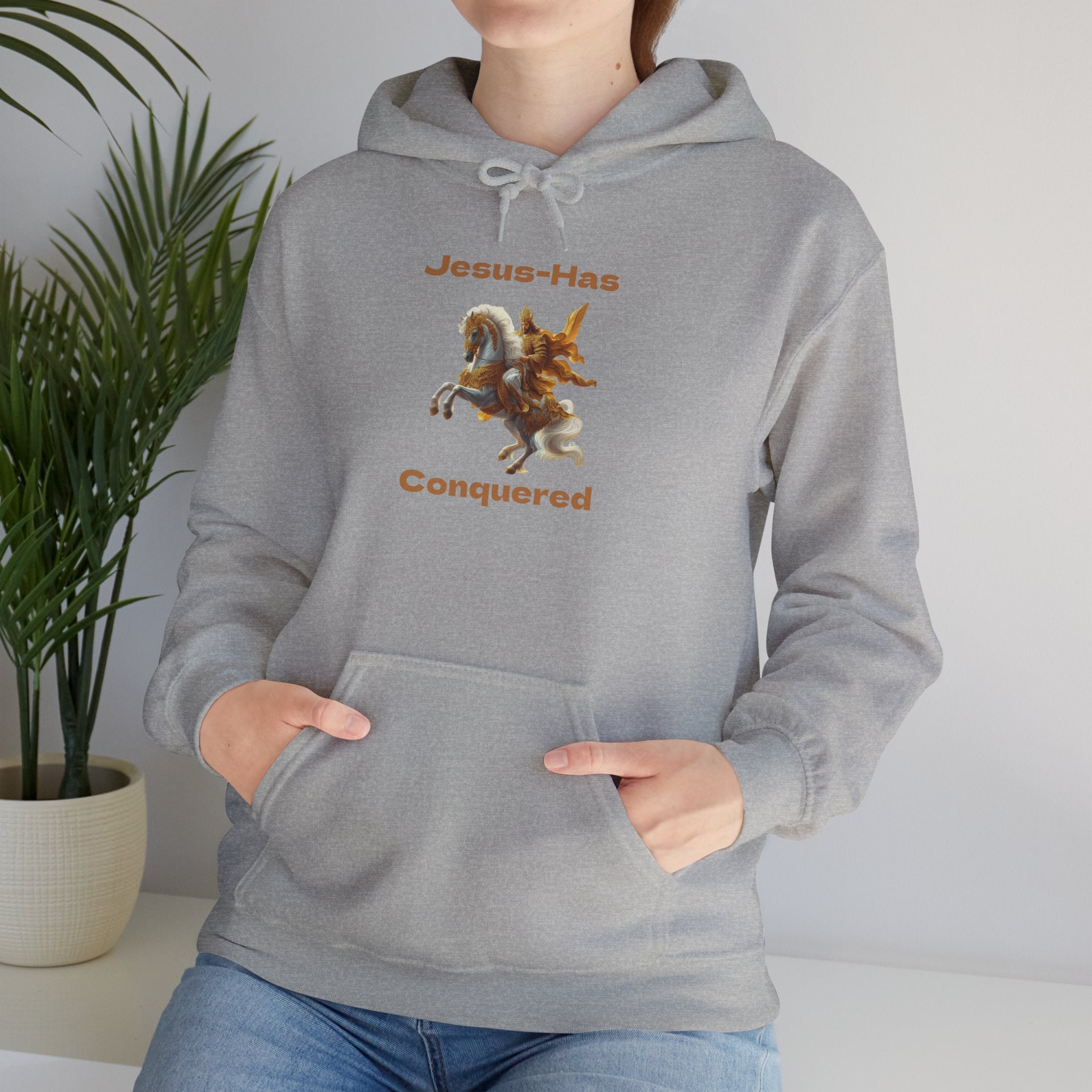 Jesus Has Conquered Hoodie — Christian Faith Graphic Sweatshirt