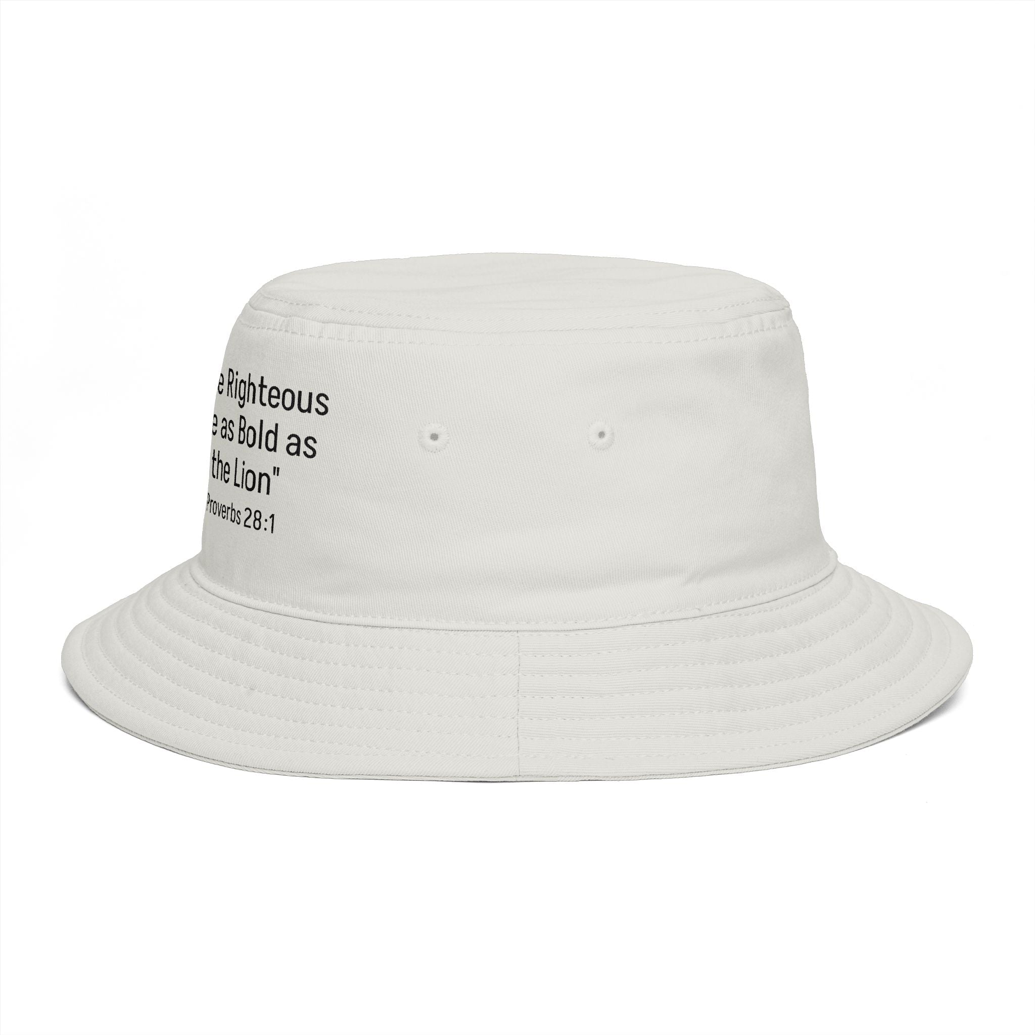 Bucket Hat — "The Righteous are as Bold as the Lion" Proverbs 28:1 Lion Graphic – Christian faith apparel & gifts | Fully Ch