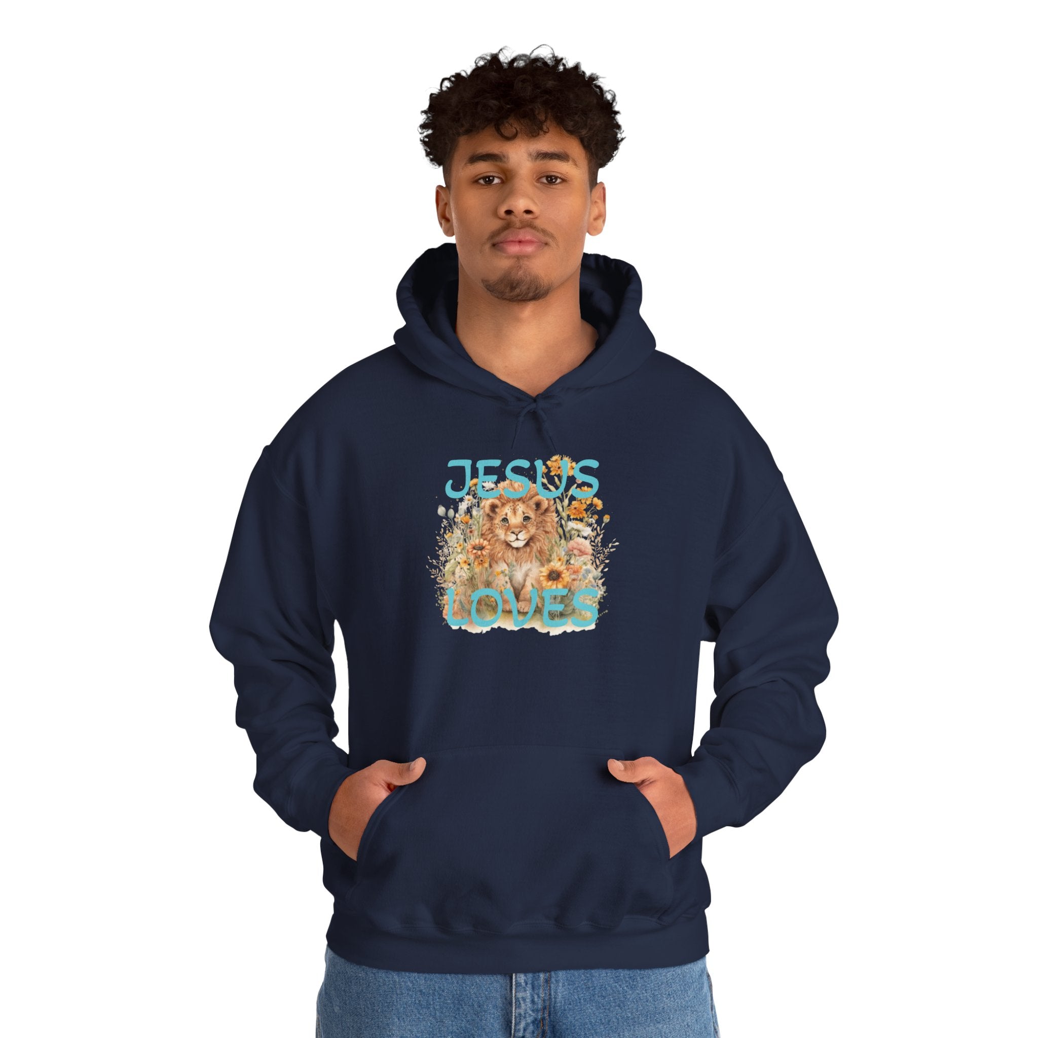 Jesus Loves Lion Hoodie - Faith-Inspired Christian Pullover