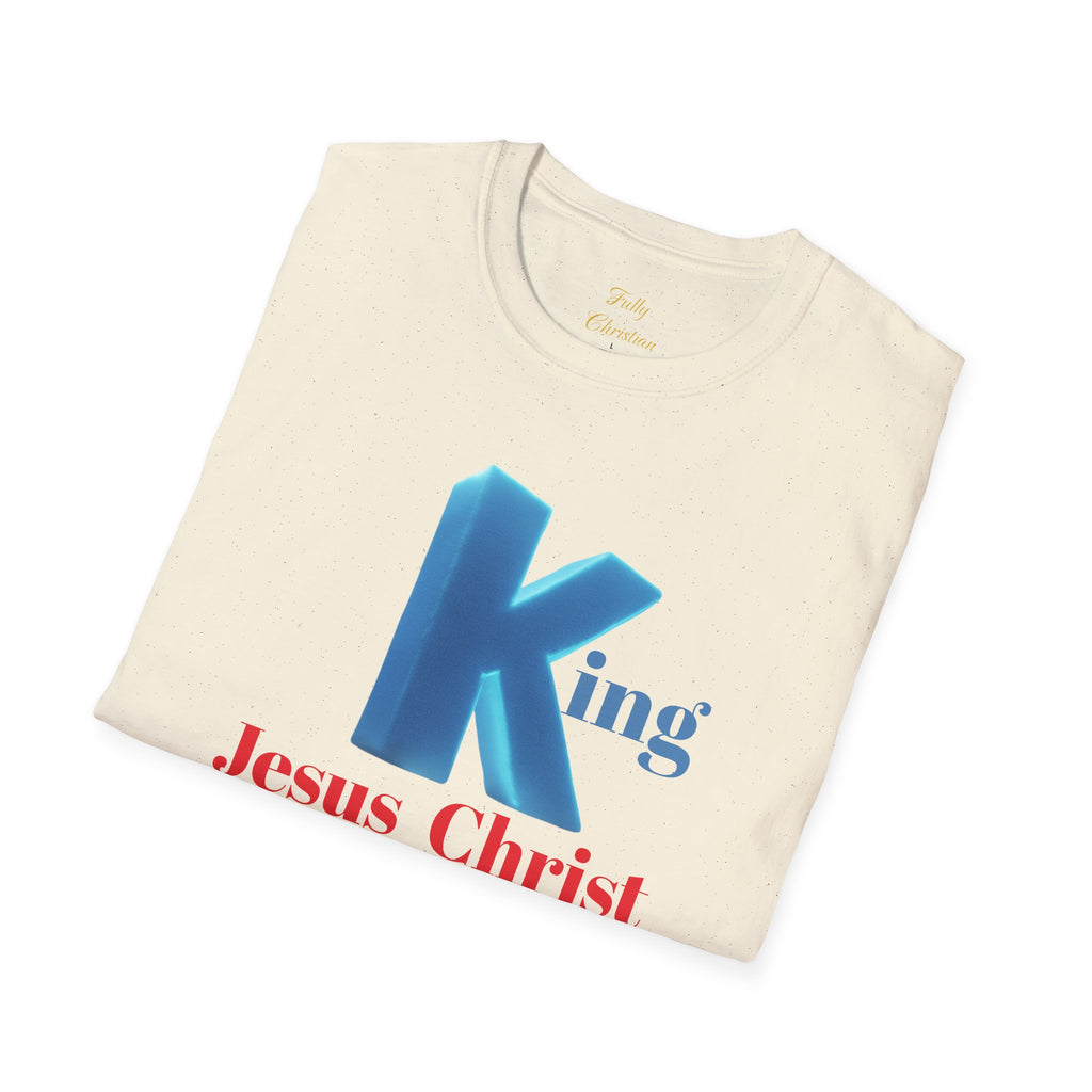 King Jesus Christ T-Shirt — 3D Blue Lettering Christian Faith Tee