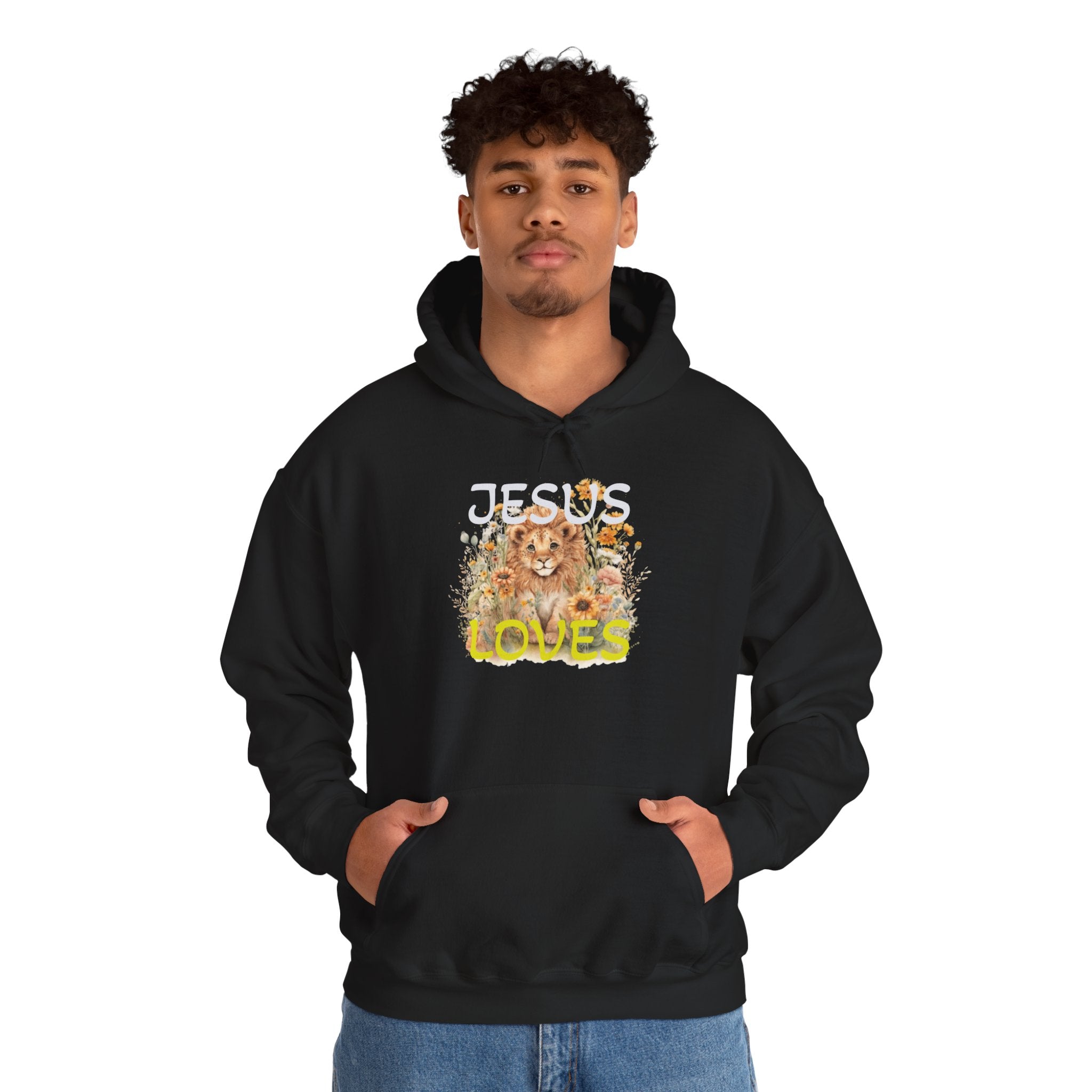 Jesus Loves Lion Hoodie - Faith-Inspired Christian Pullover