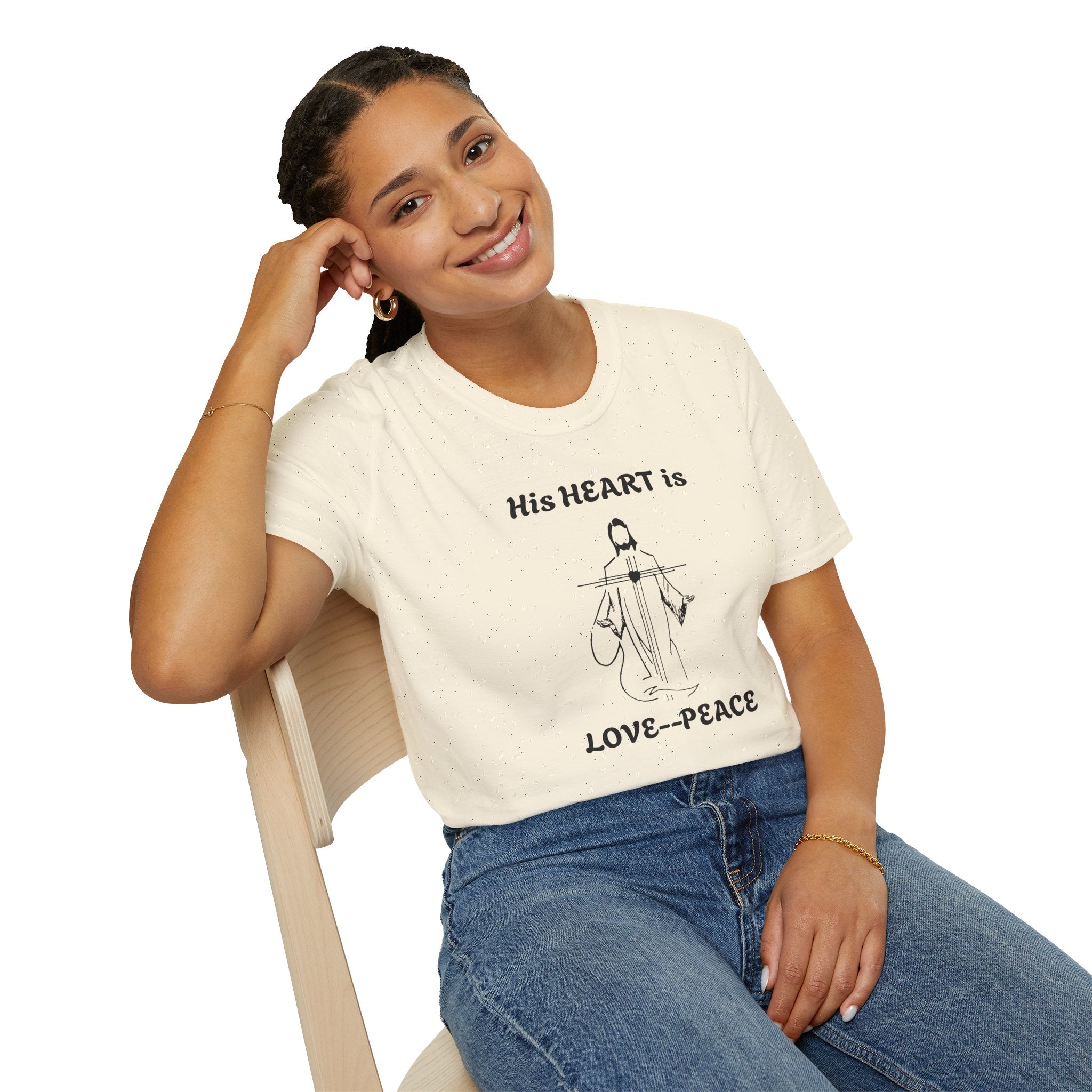 His Heart is Love Peace Unisex T-Shirt  Design
