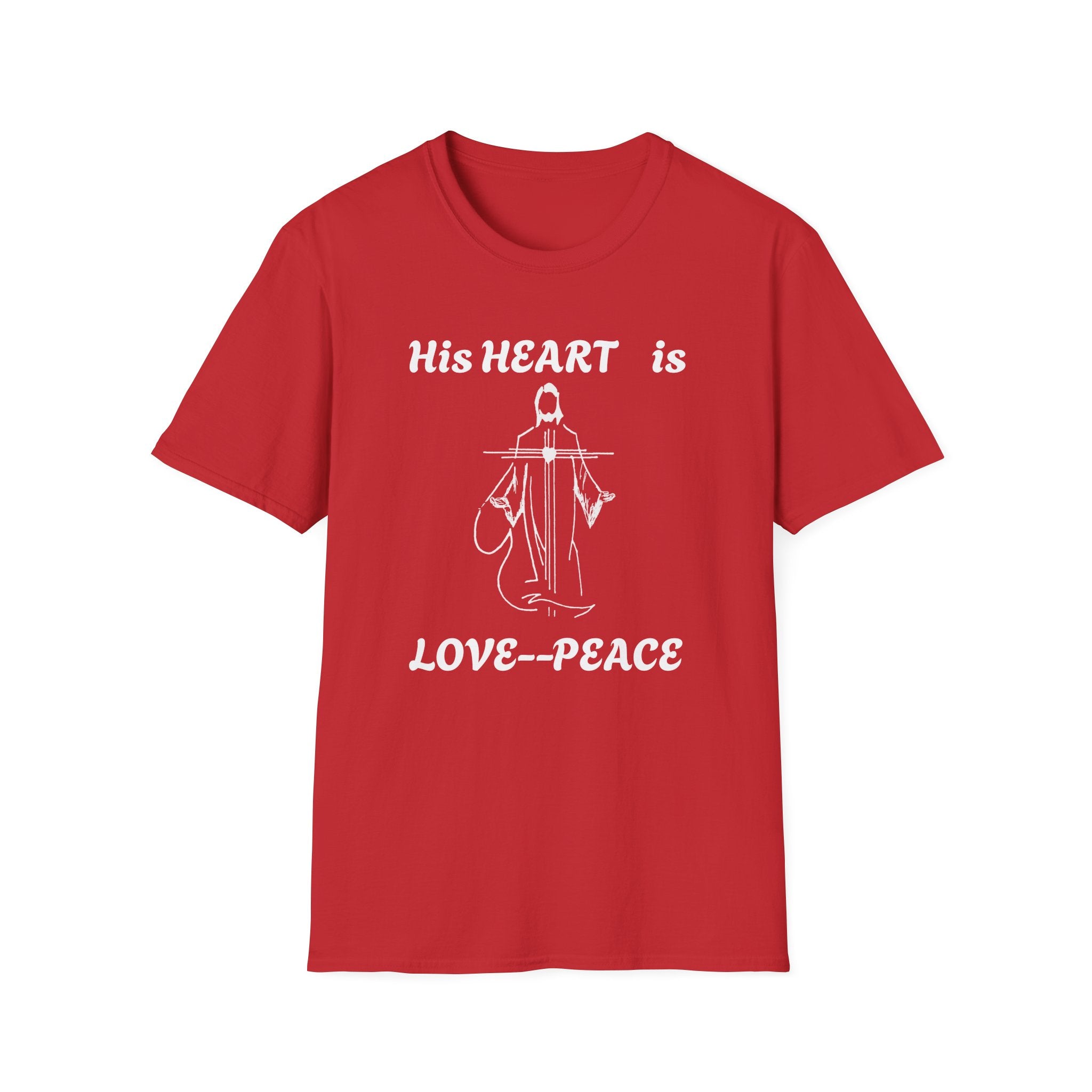Christian Graphic Jesus  "His Heart is Love Peace" T-shirt