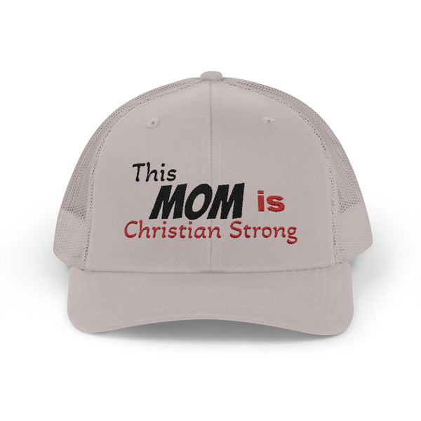 This Mom Is Christian Strong Embroidered Snapback Trucker Cap — Faith-Based Mom Hat