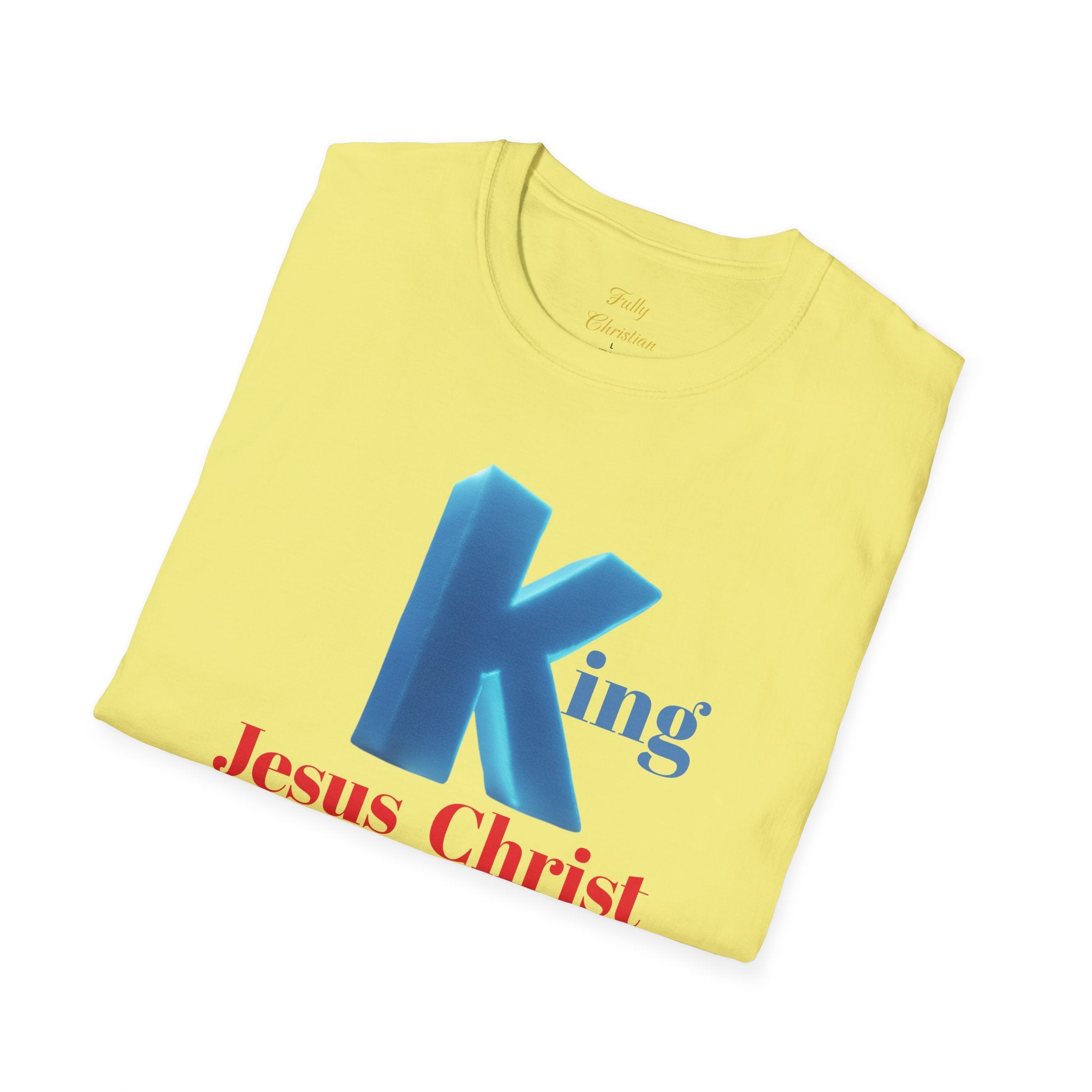 King Jesus Christ T-Shirt — 3D Blue Lettering Christian Faith Tee