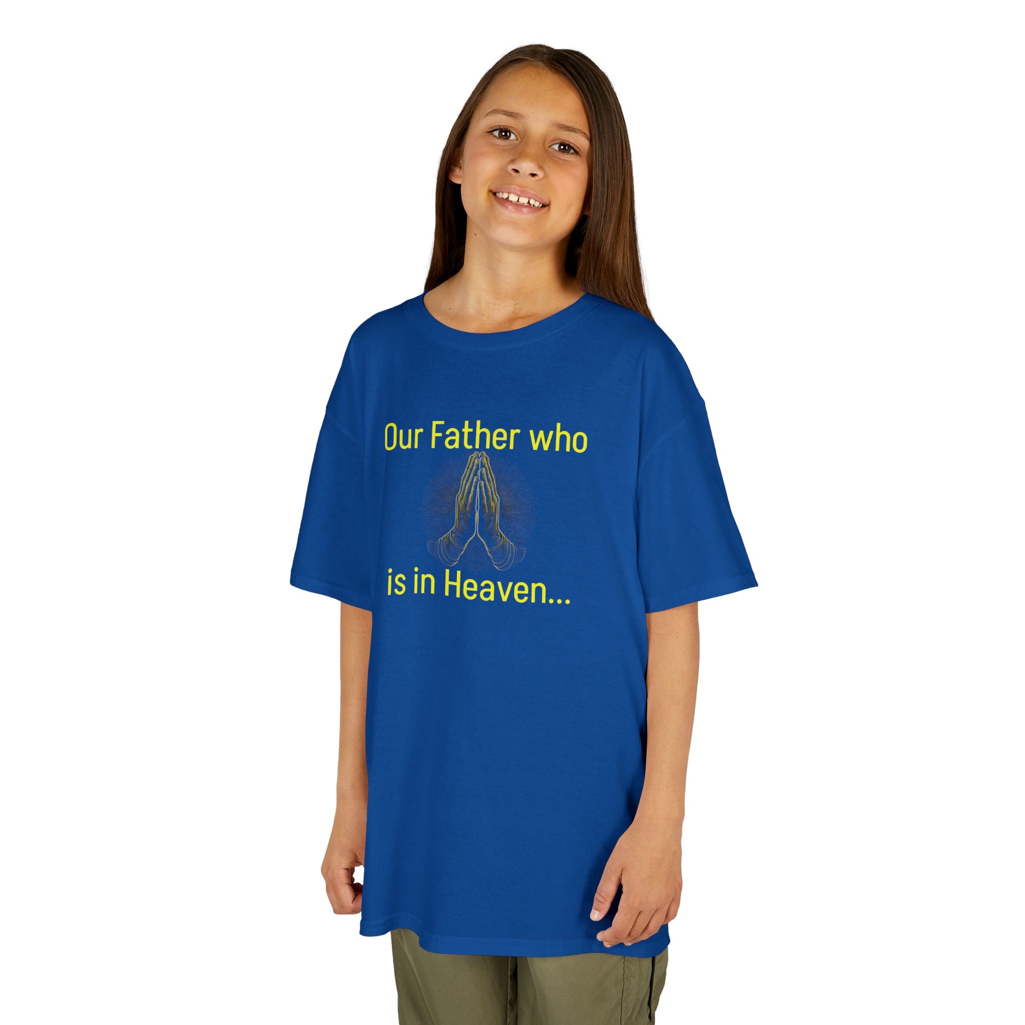 Kids T-Shirt “Our Father Who Is in Heaven” Praying Hands Faith Tee