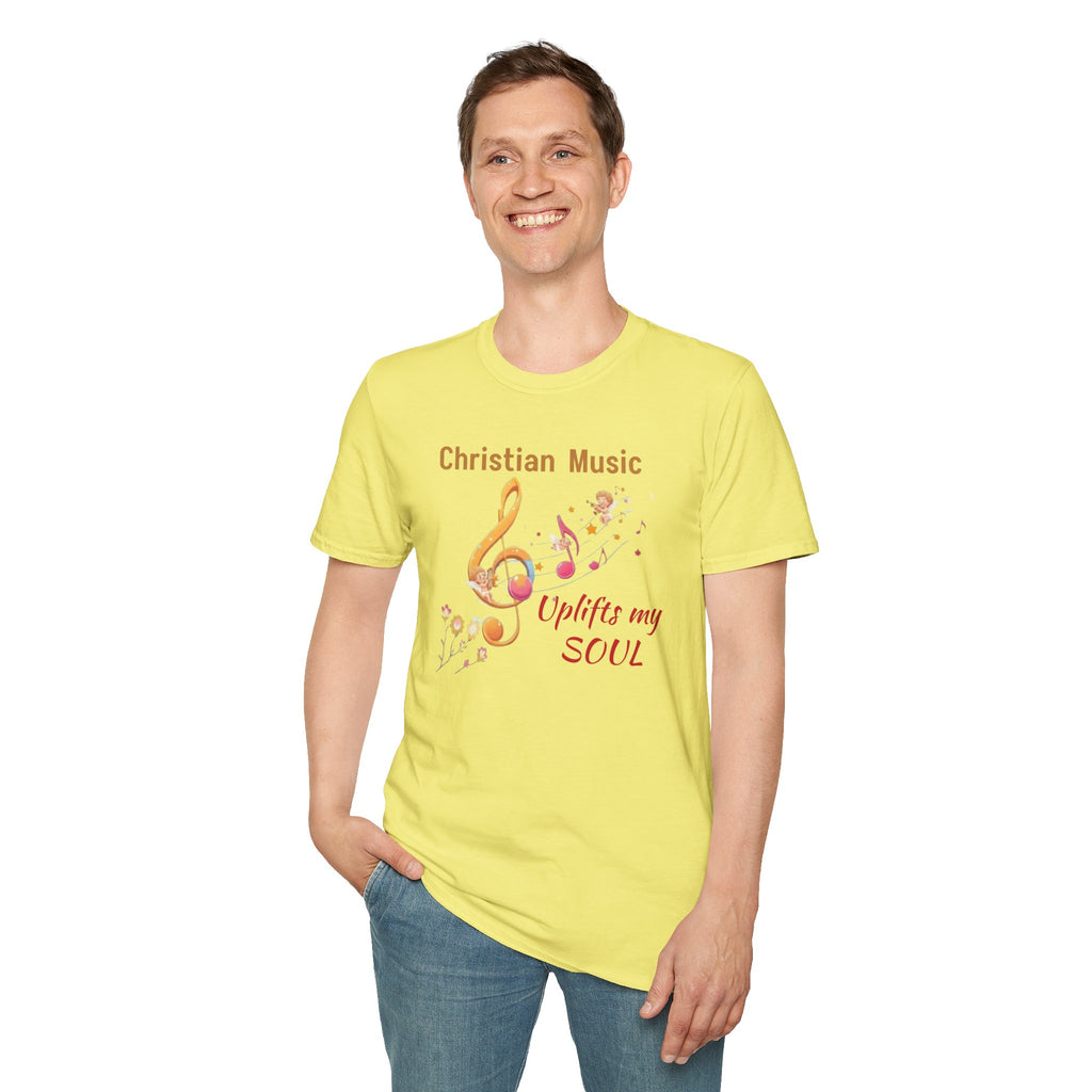Christian Music T-Shirt – "Uplifts My Soul" Inspirational Faith Tee – Christian faith apparel & gifts | Fully Christian Appa
