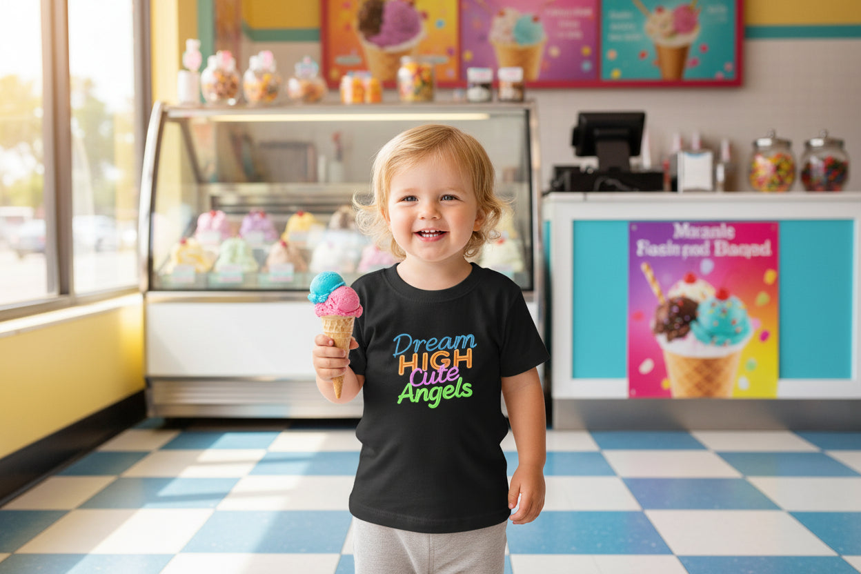 Dream High Cute Angels Toddler T-Shirt – Colorful Inspirational Kids Tee-2T to 5T