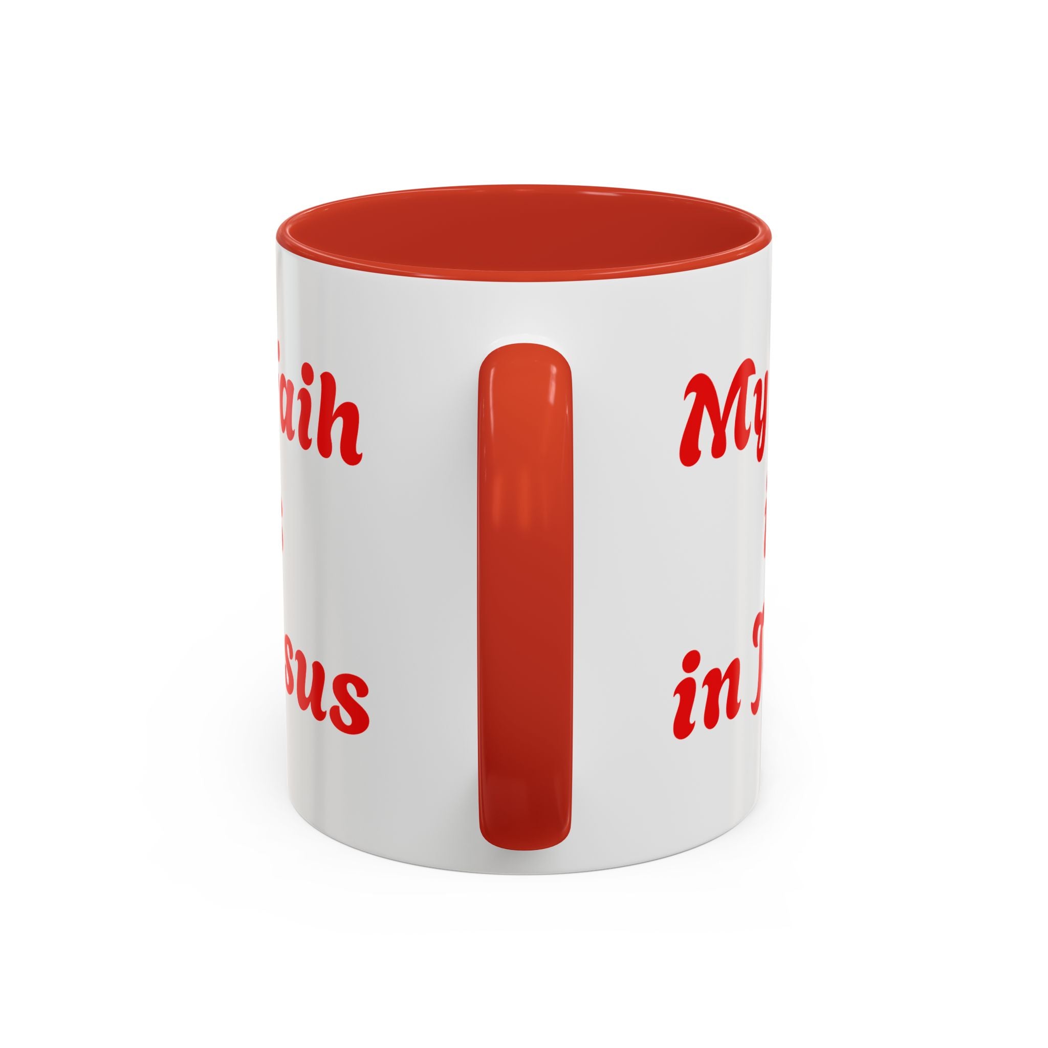 My Faith Is In Jesus Accent Coffee Mug — Christian Cross Red Accent 11/15oz