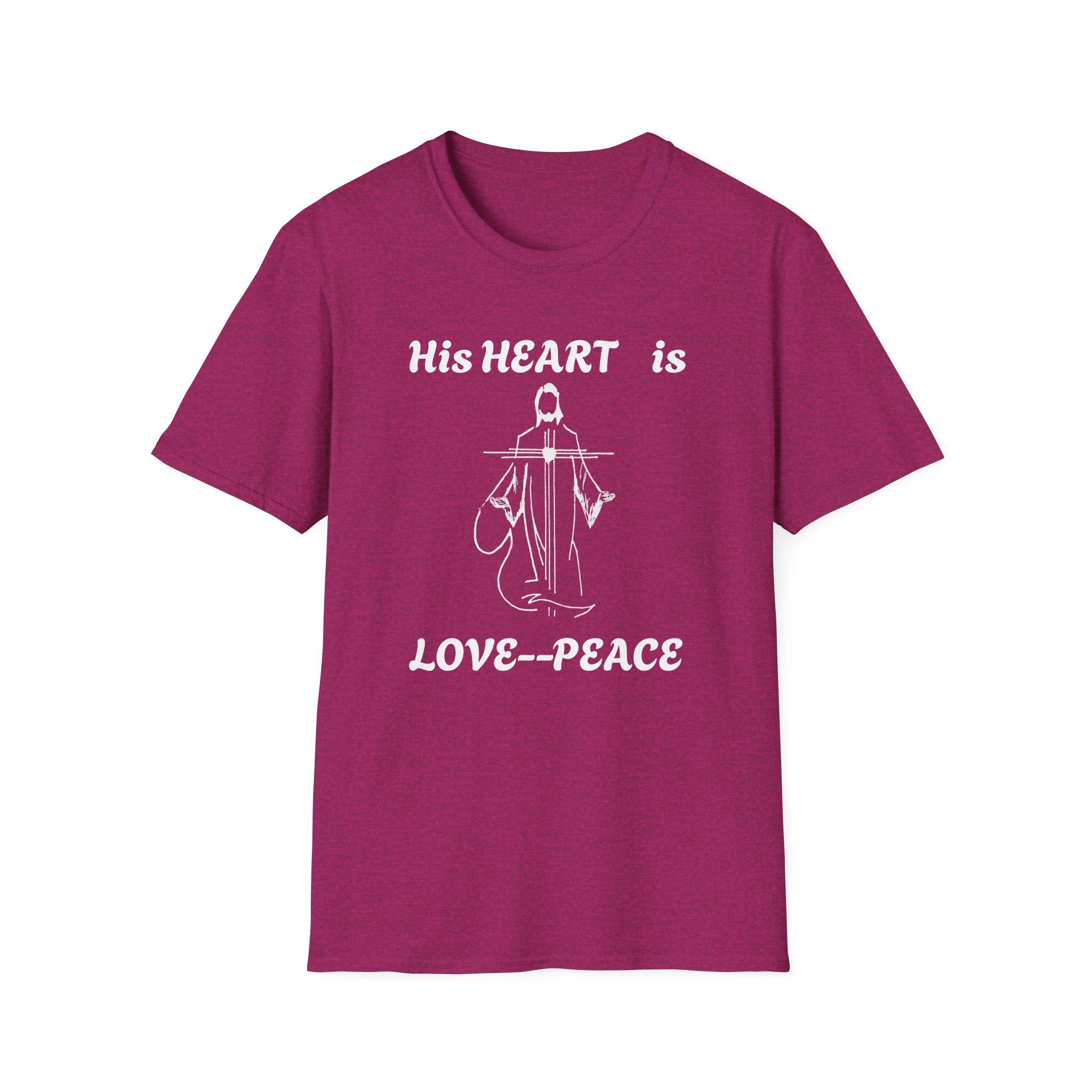 Christian Graphic Jesus  "His Heart is Love Peace" T-shirt