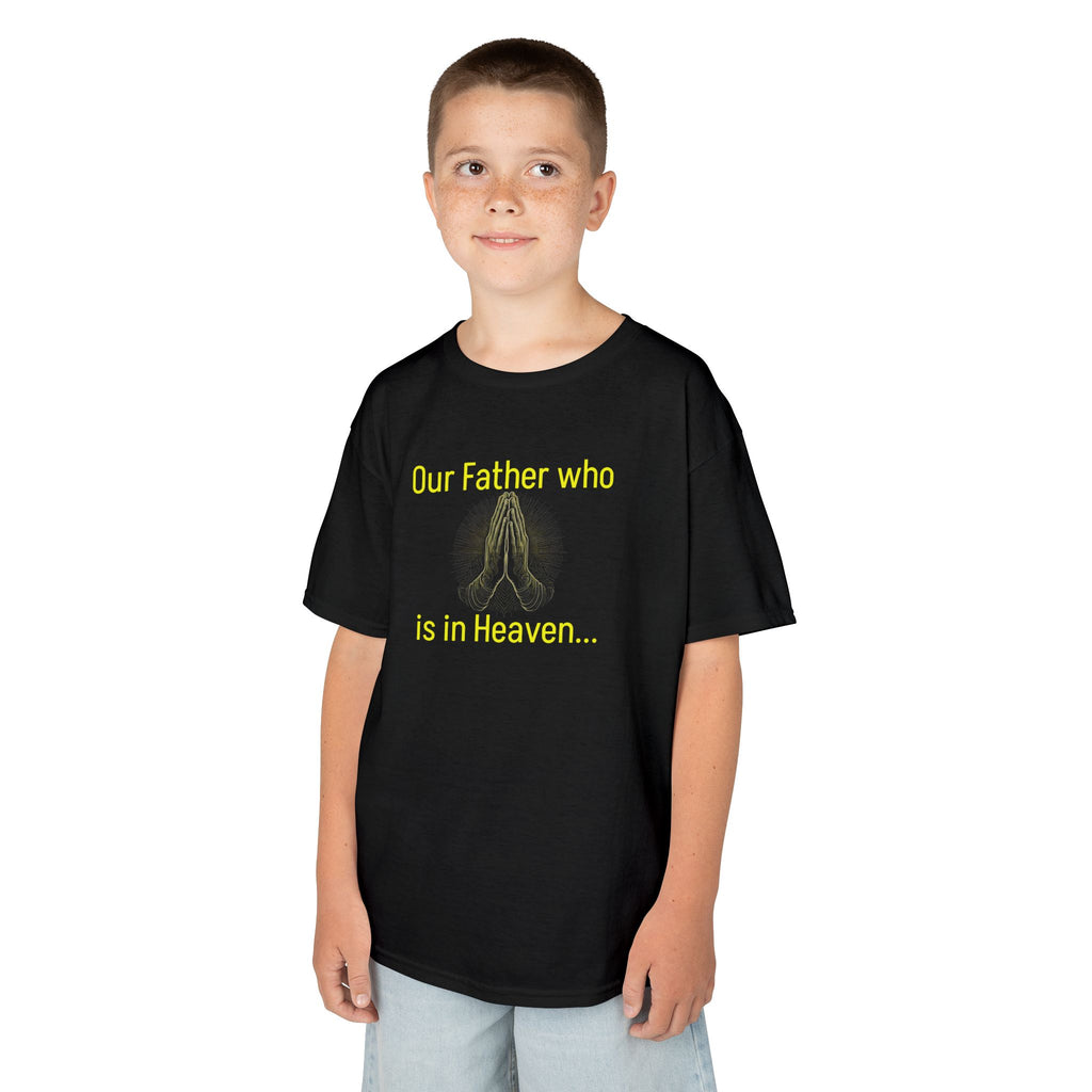 Kids T-Shirt “Our Father Who Is in Heaven” Praying Hands Faith Tee