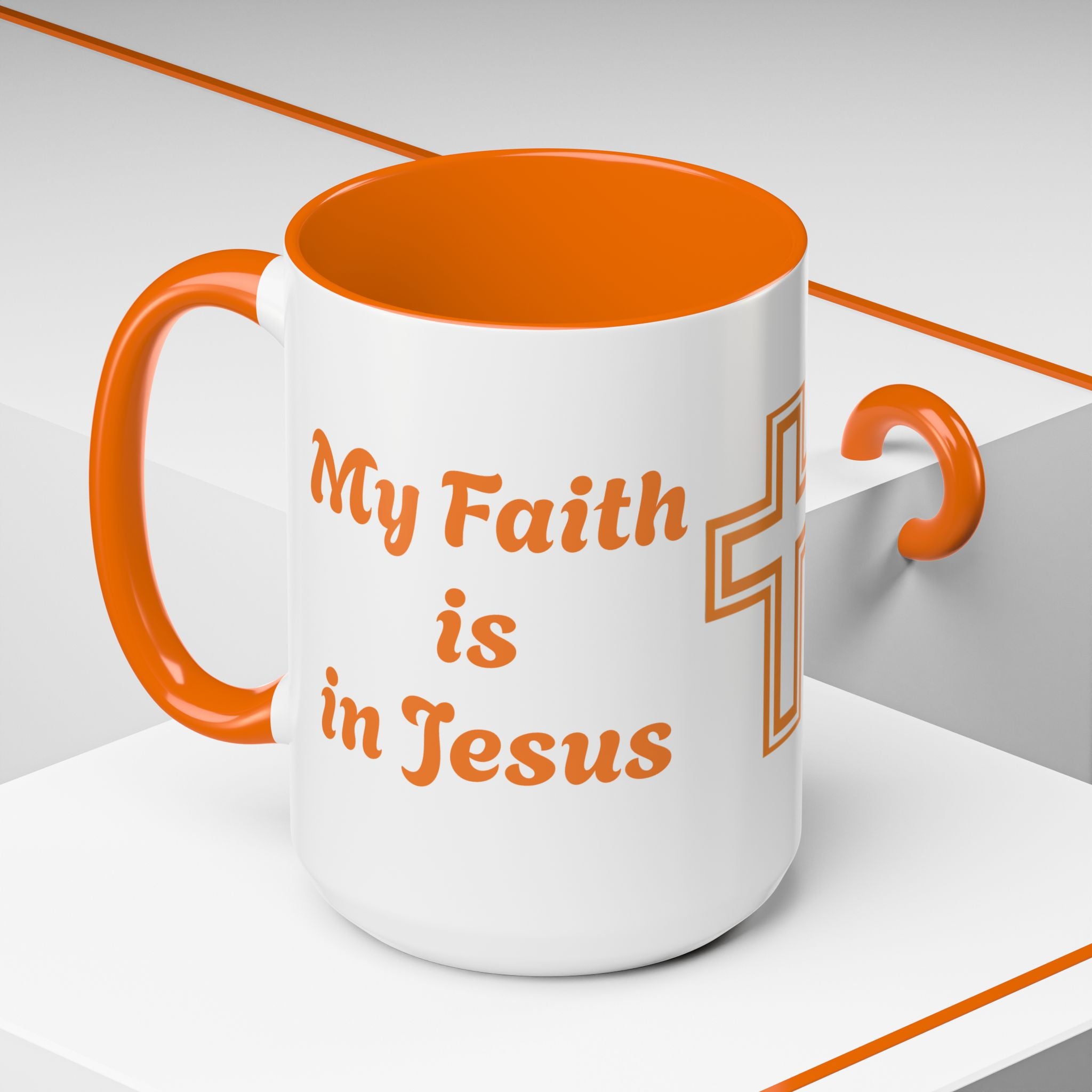 Christian Coffee Mug - "My Faith is in Jesus" Accent Ceramic Mug (11/15oz)