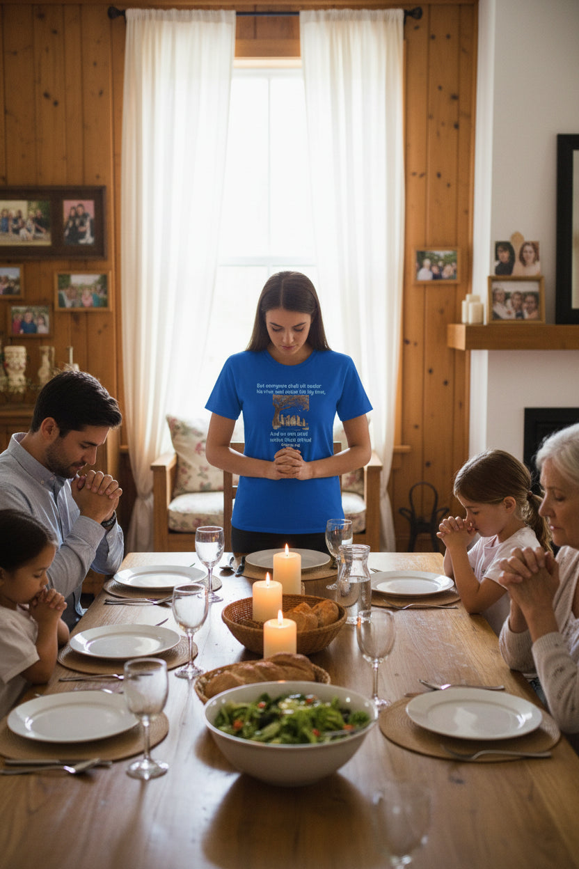 Biblical Scripture- Micah 4:4  T‑Shirt — "But everyone shall sit under his vine" Faith Graphic Tee