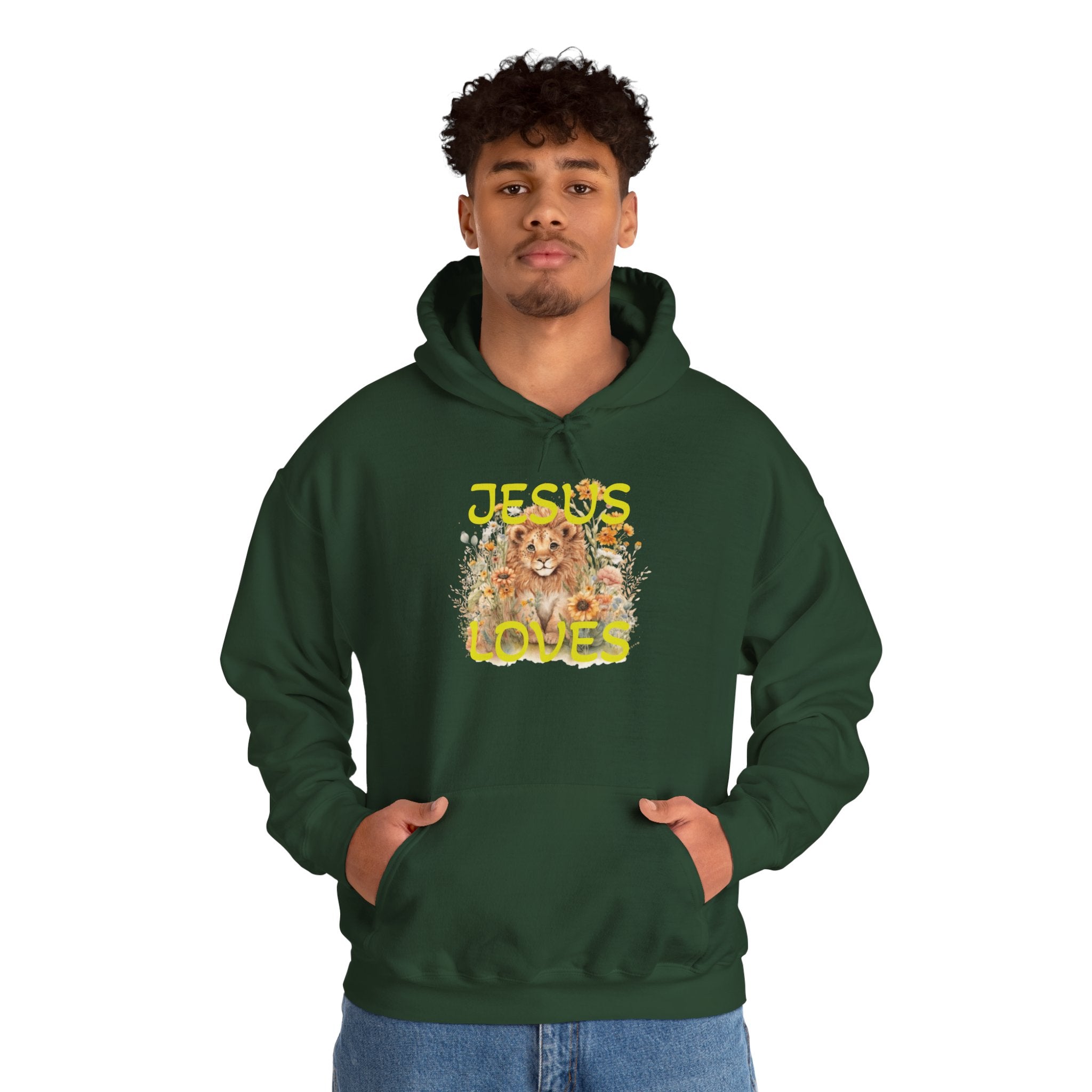 Jesus Loves Lion Hoodie - Faith-Inspired Christian Pullover