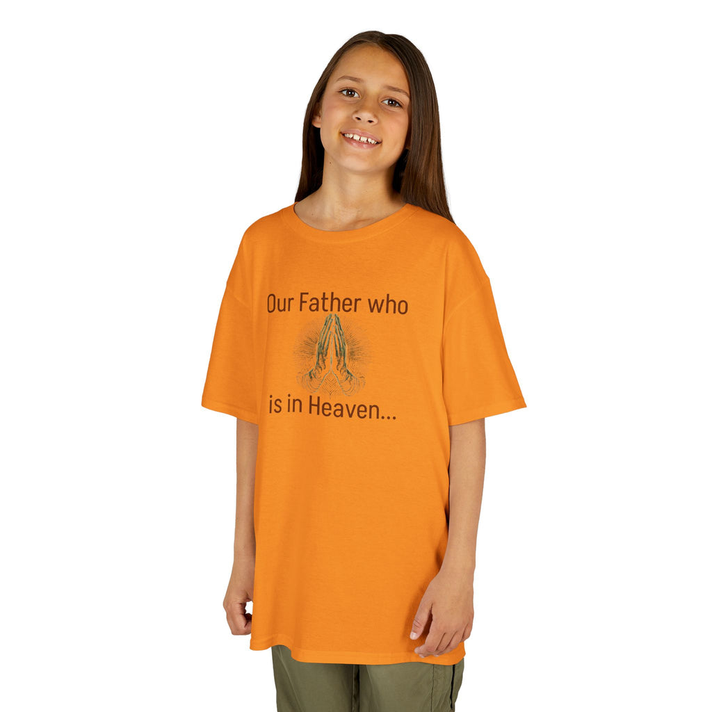 Kids T-Shirt “Our Father Who Is in Heaven” Praying Hands Faith Tee