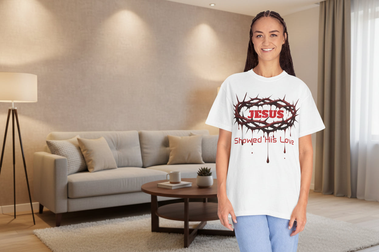 Jesus Showed His Love T-Shirt — Crown of Thorns Christian Tee