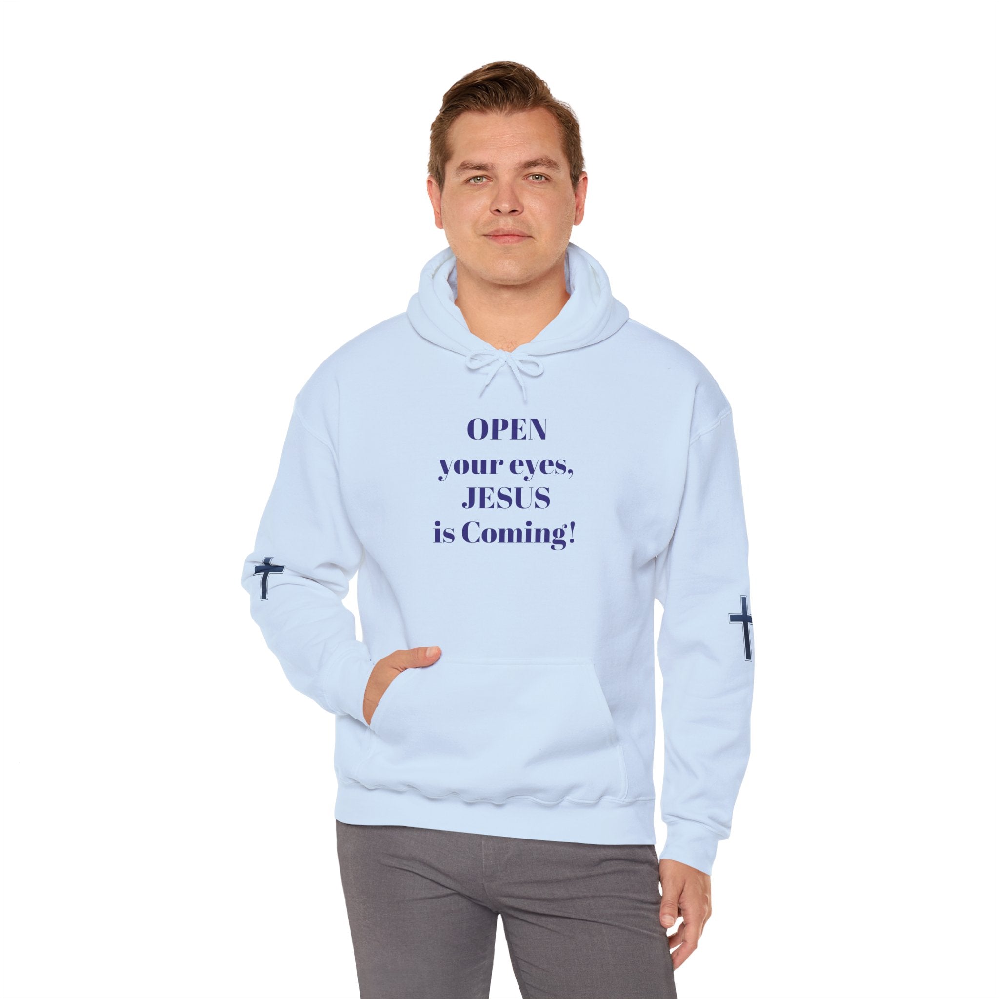 Religious Hoodie - "Open Your Eyes, JESUS is Coming!" Pullover