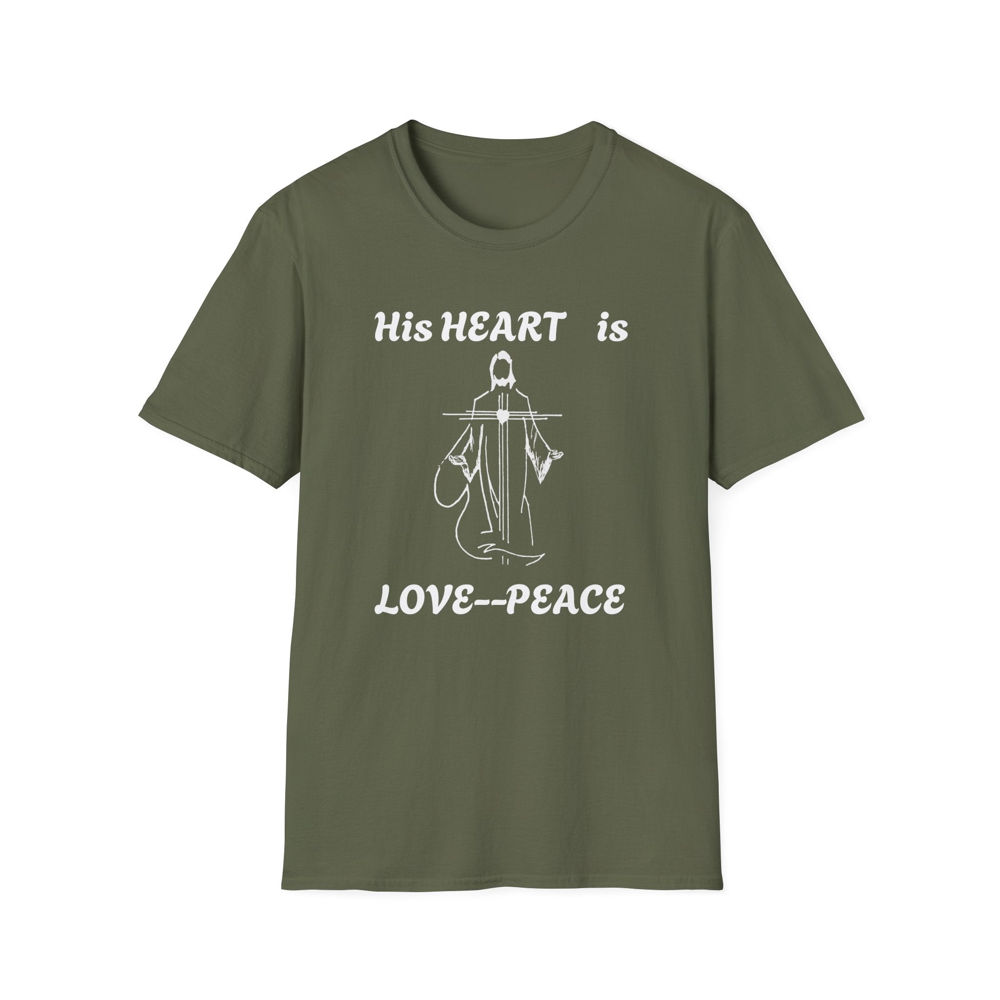 Christian Graphic Jesus  "His Heart is Love Peace" T-shirt