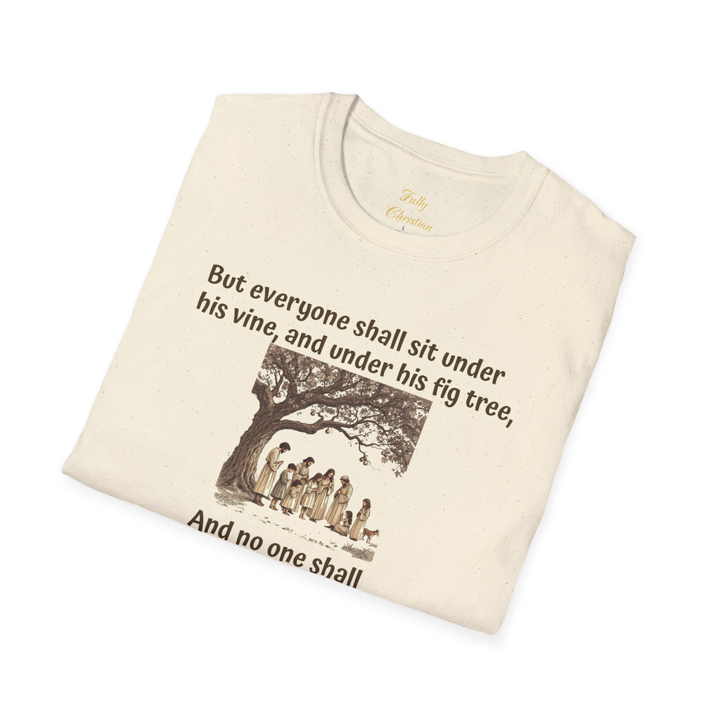Biblical Scripture- Micah 4:4  T‑Shirt — "But everyone shall sit under his vine" Faith Graphic Tee