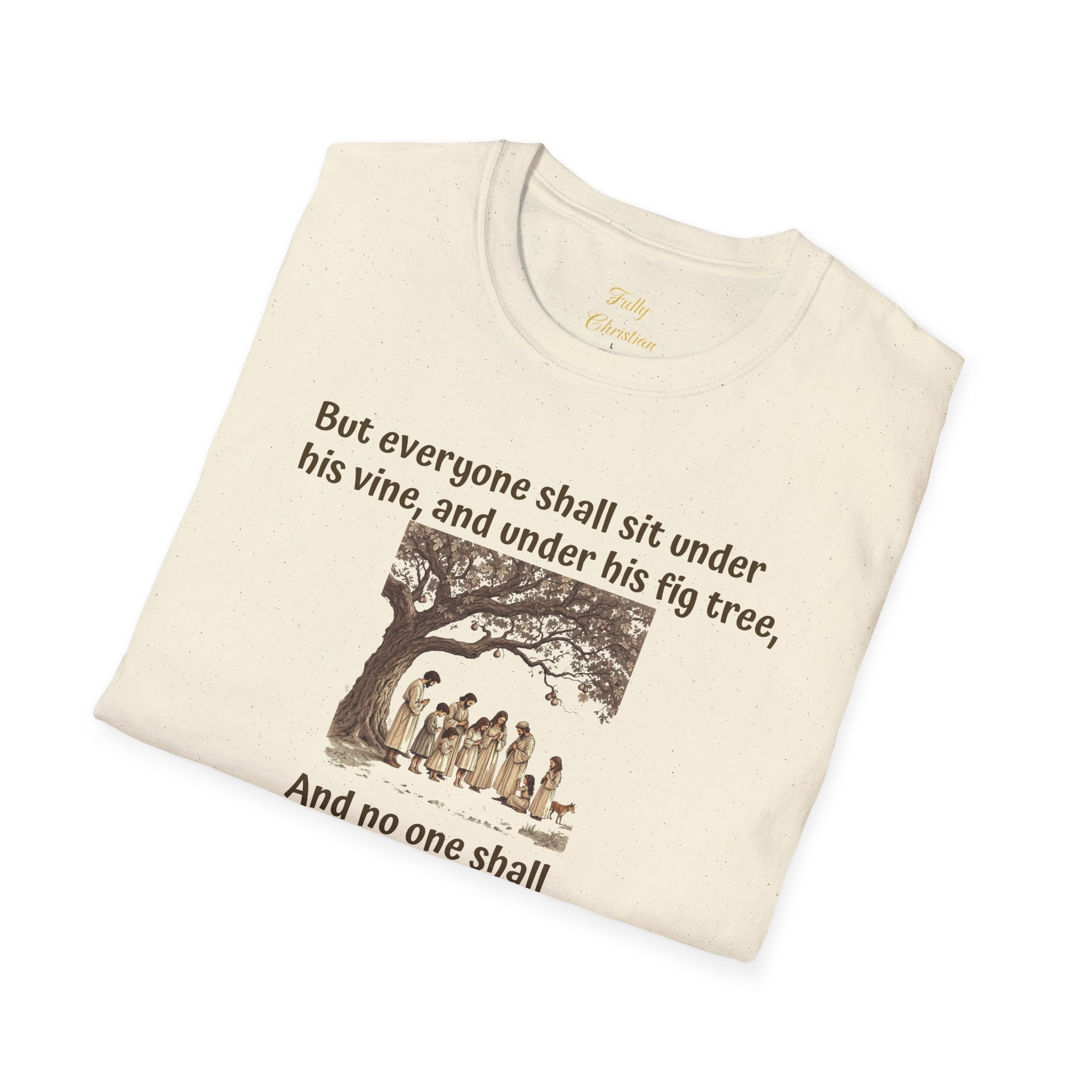 Biblical Scripture- Micah 4:4  T‑Shirt — "But everyone shall sit under his vine" Faith Graphic Tee