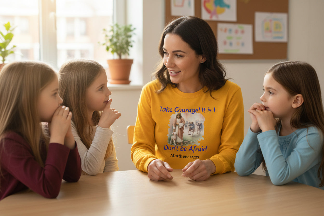 Christian Long Sleeve Tee — "Take Courage! It Is I. Don't Be Afraid" (Matthew 14:27)
