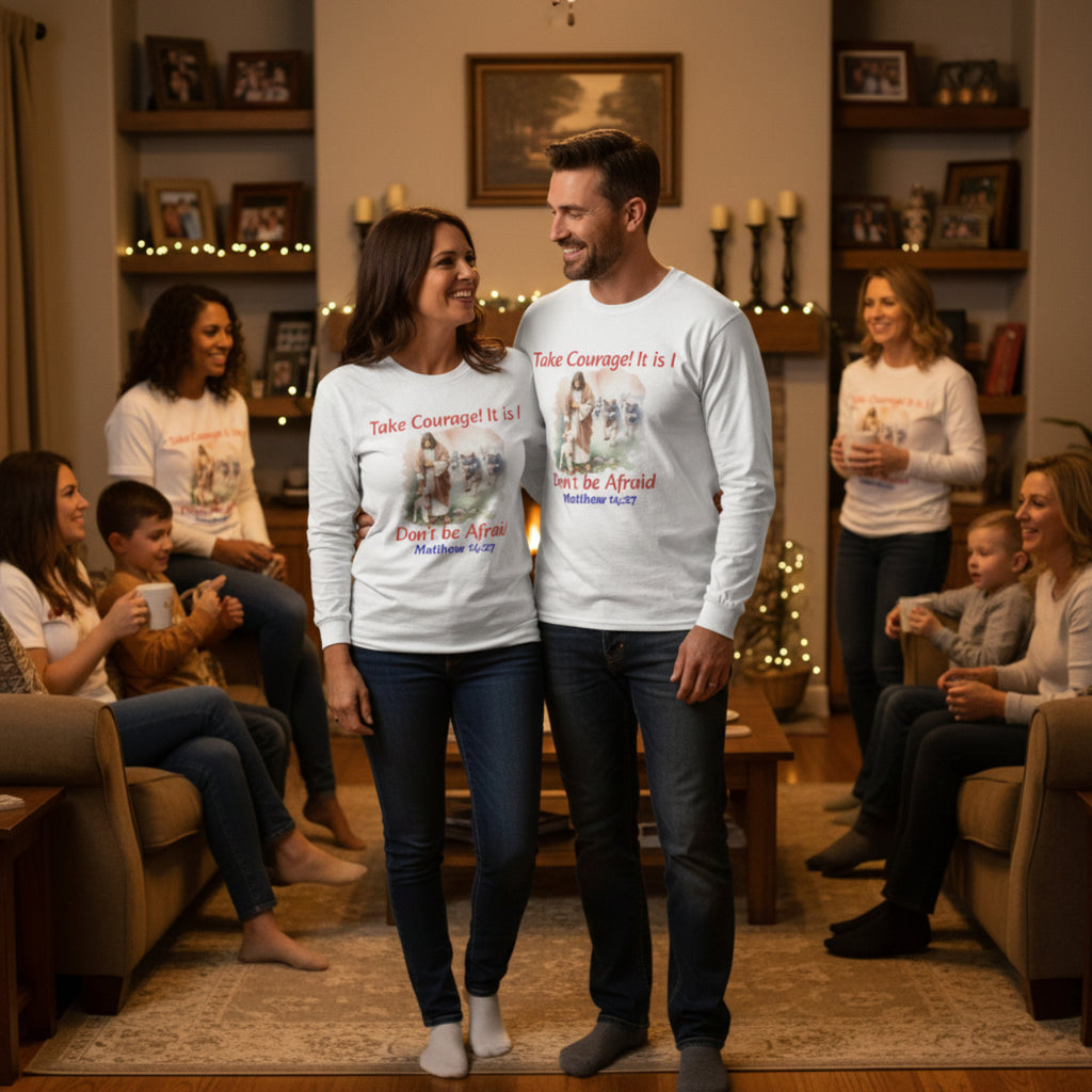 Christian Long Sleeve Tee — "Take Courage! It Is I. Don't Be Afraid" (Matthew 14:27)