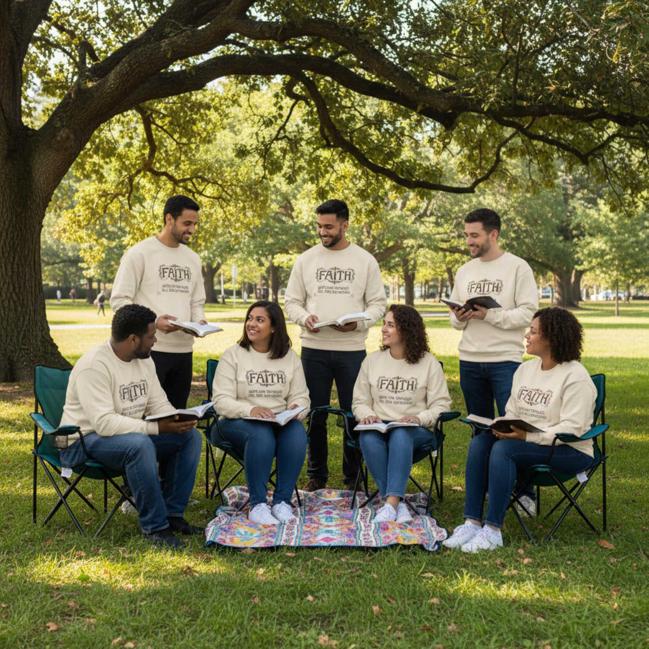 Faith Inspirational Crewneck Sweatshirt — "Faith Gets Me Through All the Darkness"