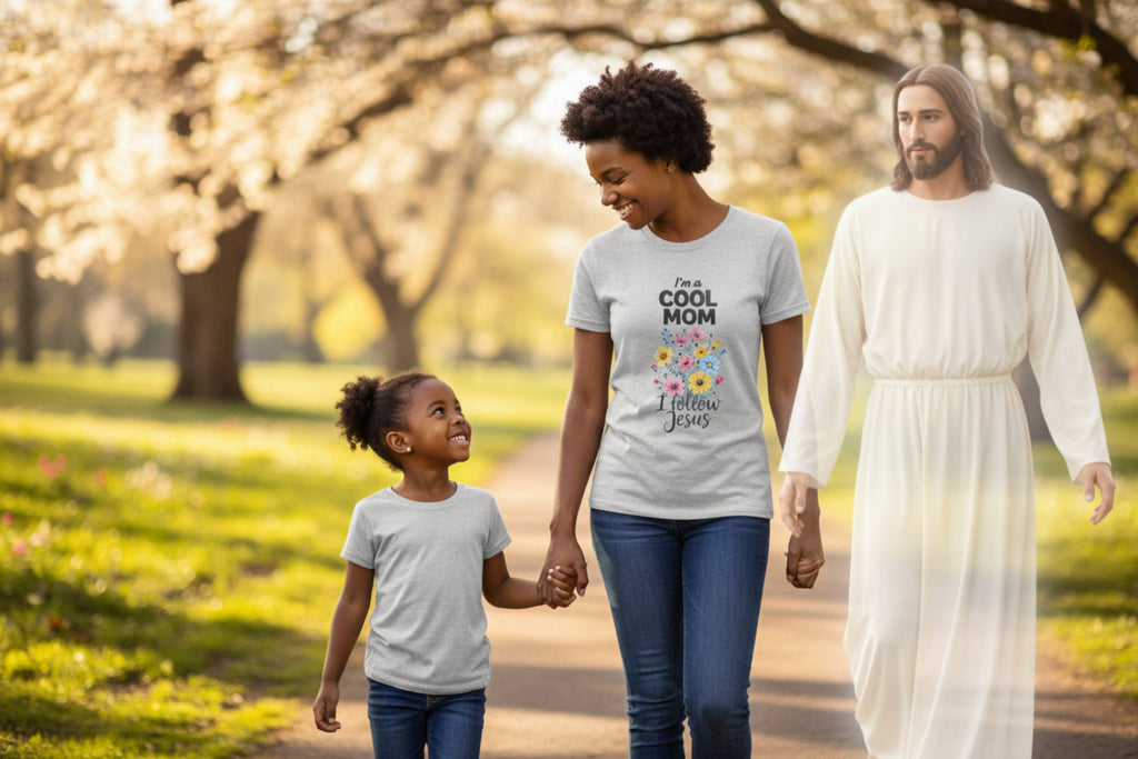 Cool Mom T-Shirt — “I’m a Cool Mom, I Follow Jesus” Christian Mom Tee – Christian faith apparel & gifts | Fully Christian Ap